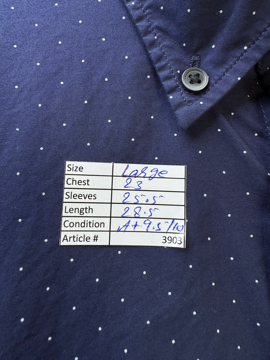 Uniqlo® Large | Chest: 23" | Blue with Polka Dots | Shirt | Cotton | 3903 - Genuine Maal