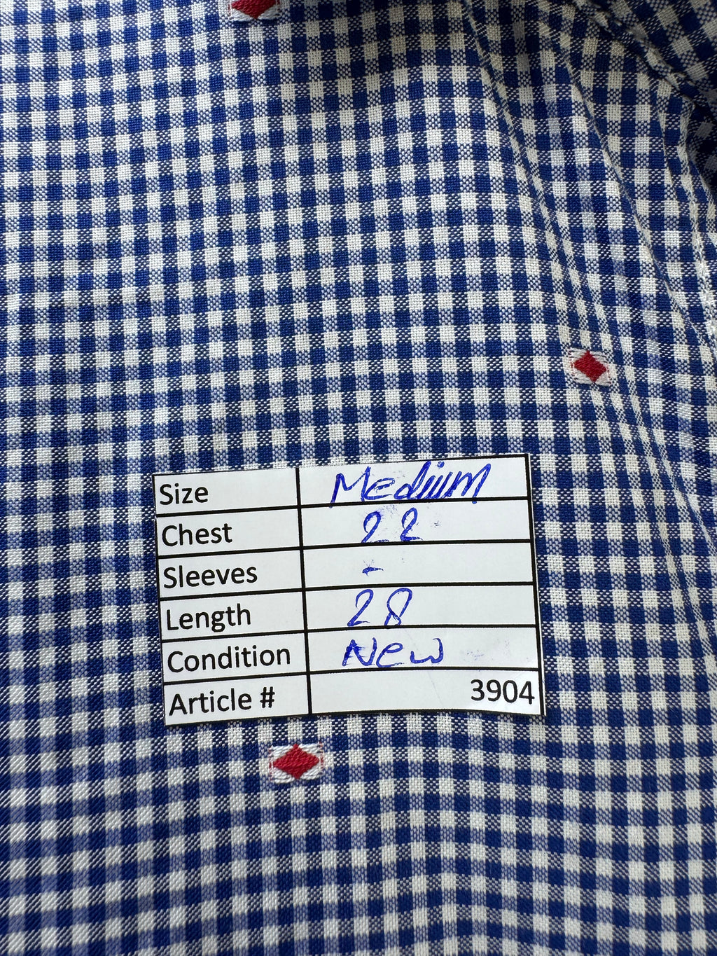 Harrison® Medium | Chest: 22" | Blue Check with Red Dots | Shirt | Cotton | 3904 - Genuine Maal