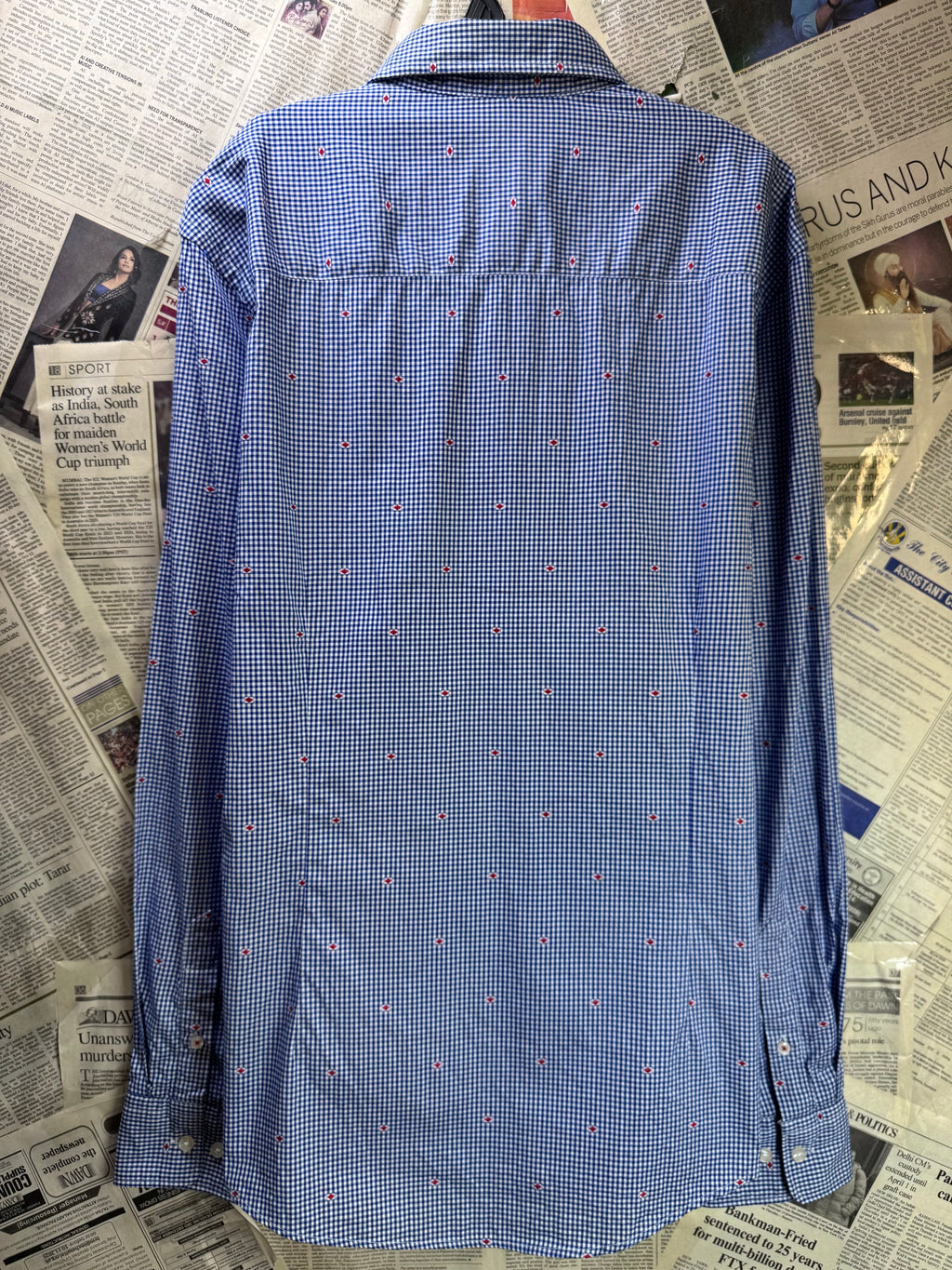 Harrison® Medium | Chest: 22" | Blue Check with Red Dots | Shirt | Cotton | 3904 - Genuine Maal