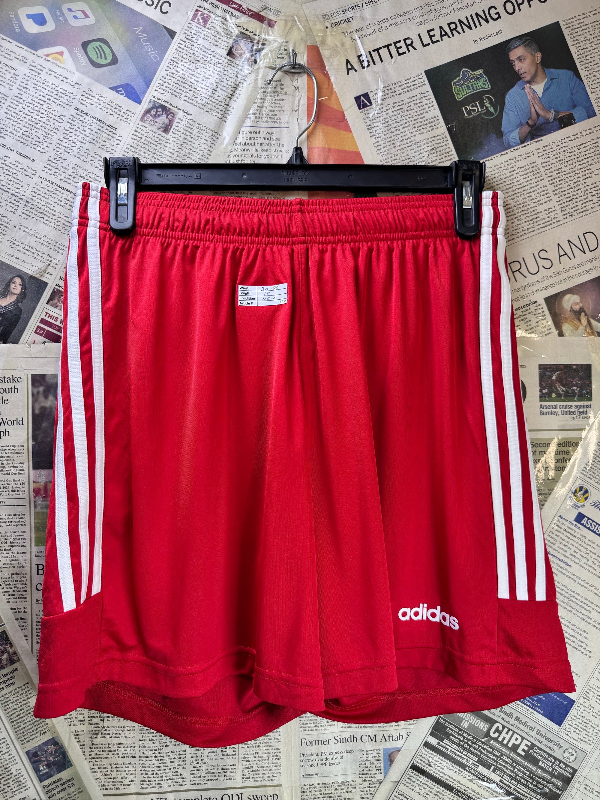 Adid*s® Waist: 30" to 32" | Red | Sports Shorts | Poly | 1455 - Genuine Maal