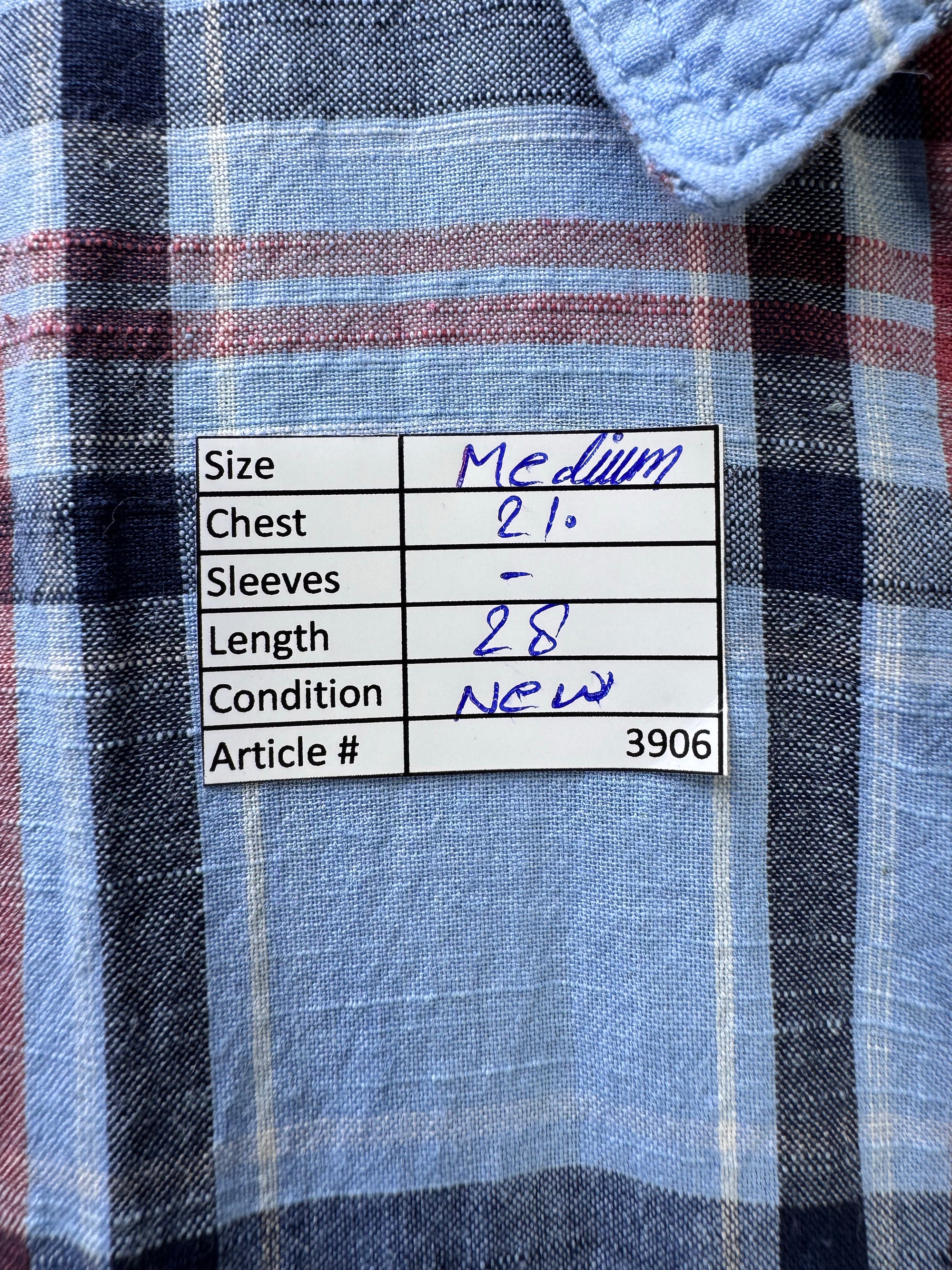 AJ38® Medium | Chest: 21.5" | Blue Plaid | Shirt | Cotton | 3906 - Genuine Maal