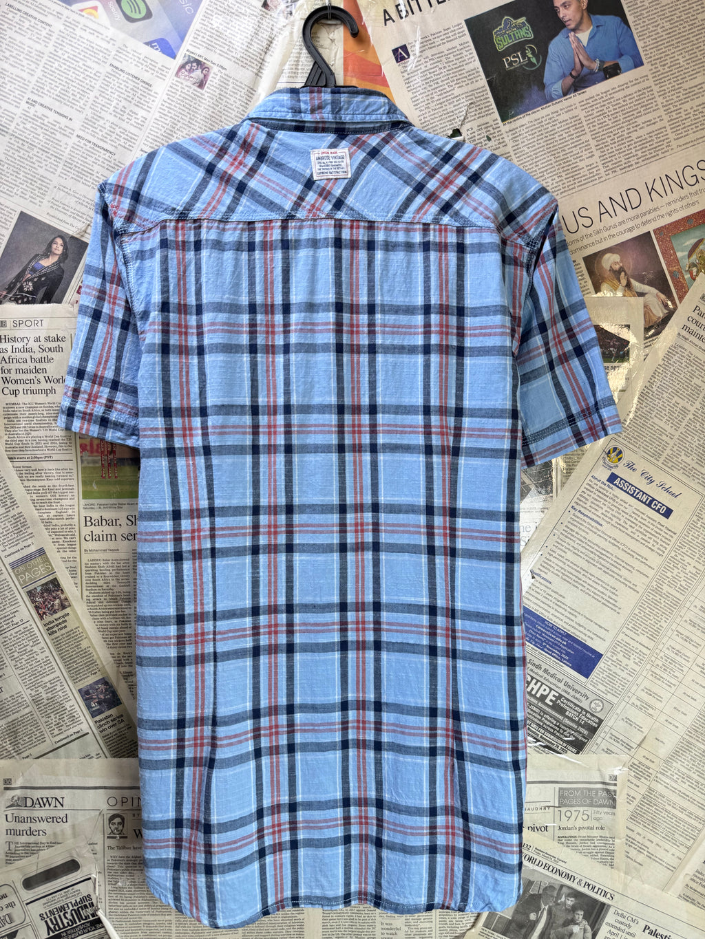 AJ38® Medium | Chest: 21.5" | Blue Plaid | Shirt | Cotton | 3906 - Genuine Maal