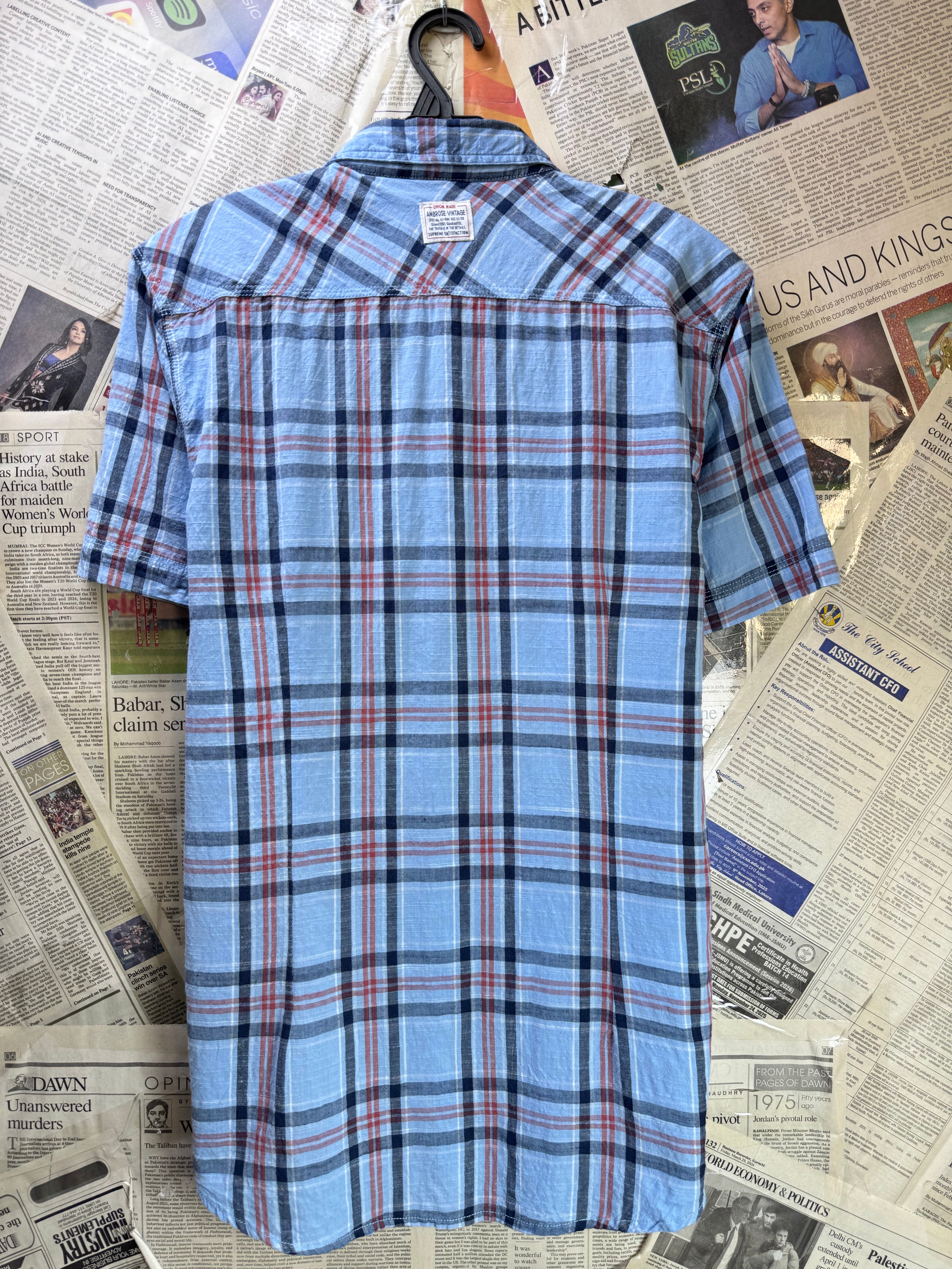 AJ38® Medium | Chest: 21.5" | Blue Plaid | Shirt | Cotton | 3906 - Genuine Maal