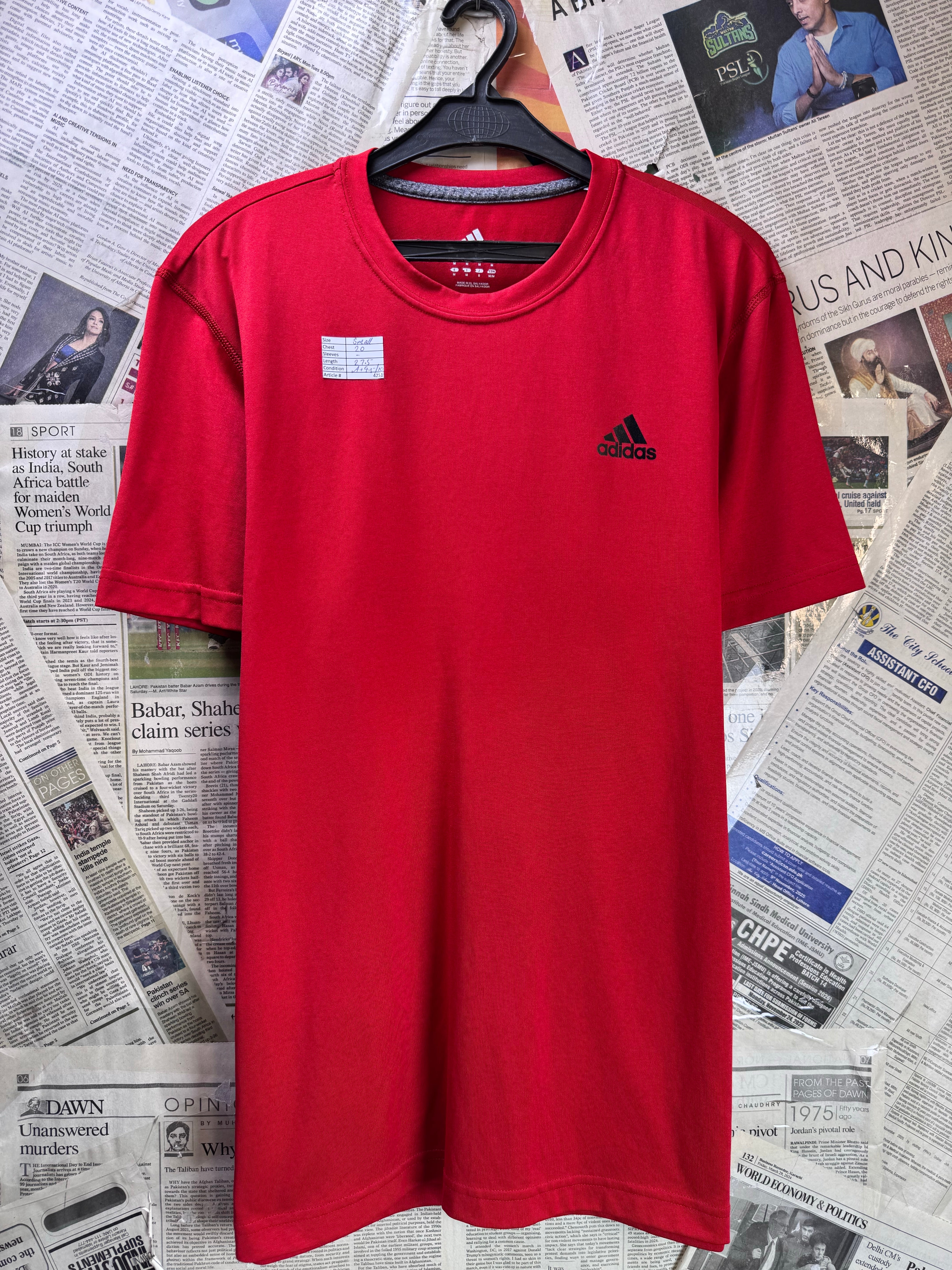 Adid*s® Small | Chest: 20" | Red | Sports T-Shirt | Poly | 4251 - Genuine Maal