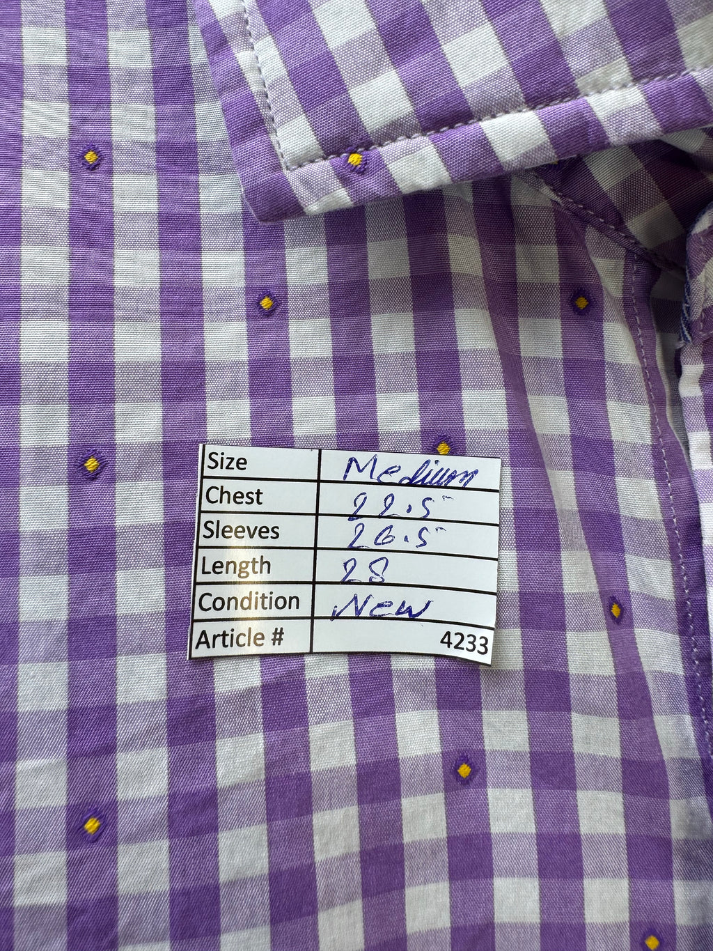 Harrison® Medium | Chest: 22.5" | Violet Check with dots | Shirt | Cotton | 4233 - Genuine Maal
