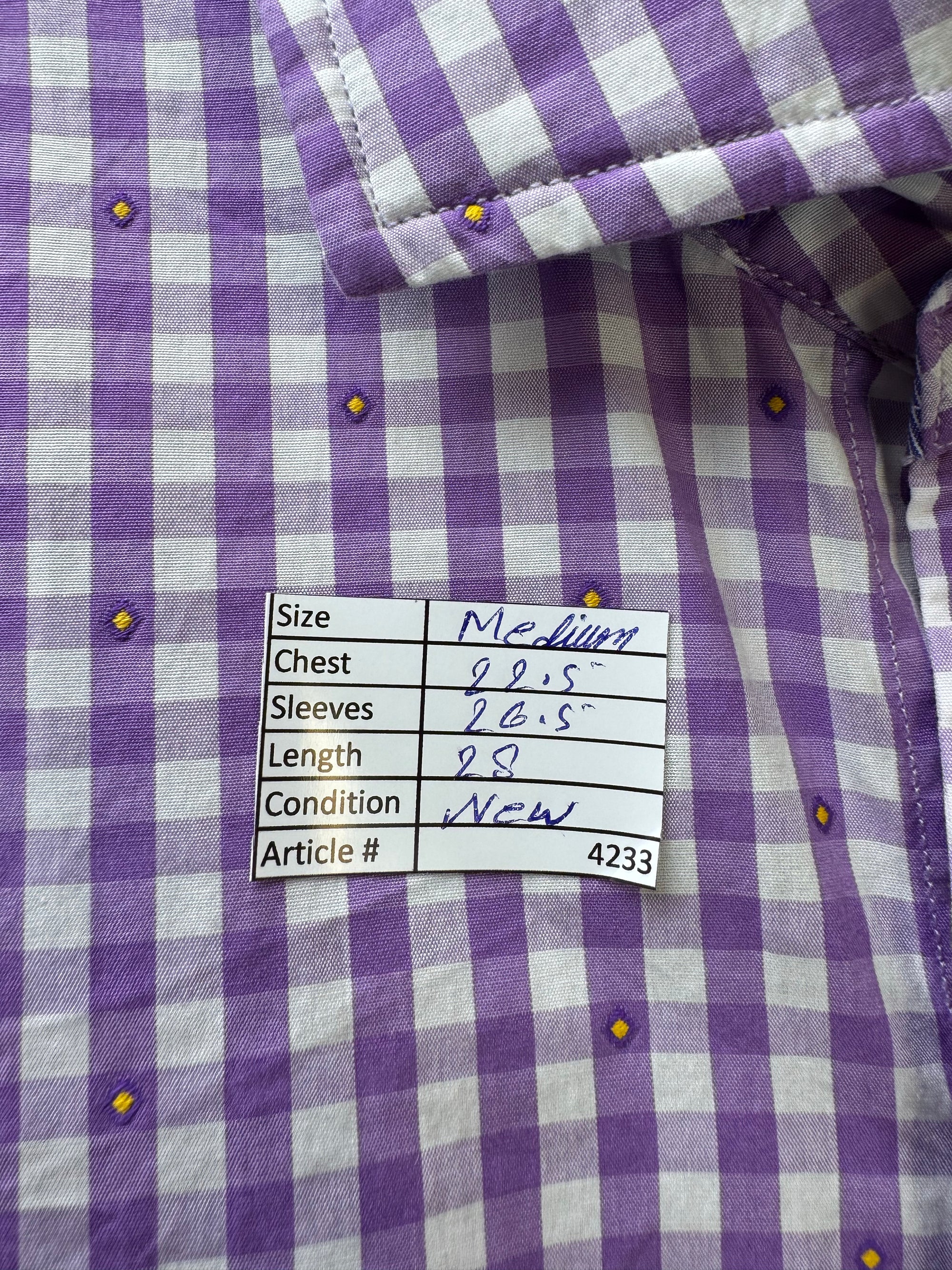 Harrison® Medium | Chest: 22.5" | Violet Check with dots | Shirt | Cotton | 4233 - Genuine Maal