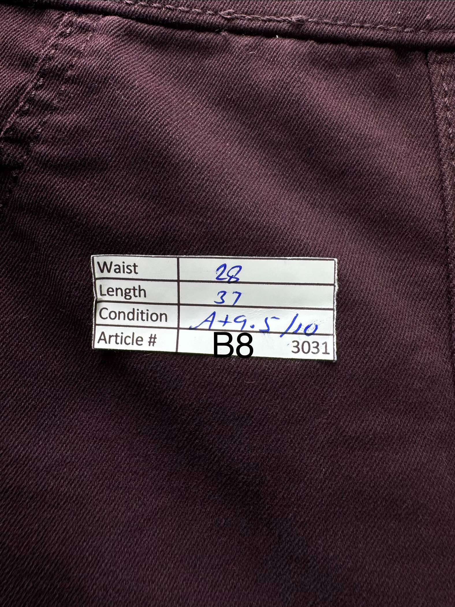 Papaya® Waist: 28" | Burgundy | Pants | B8 - 3031 - Genuine Maal