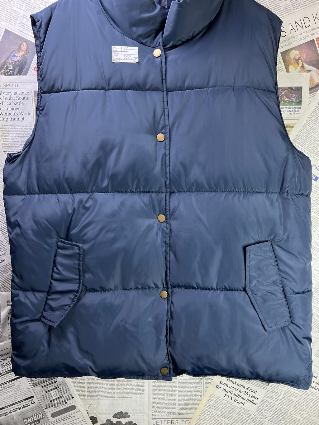 ® XL | Chest: 25" | Blue | Sleeveless Puffer Jacket | 2067 - Genuine Maal