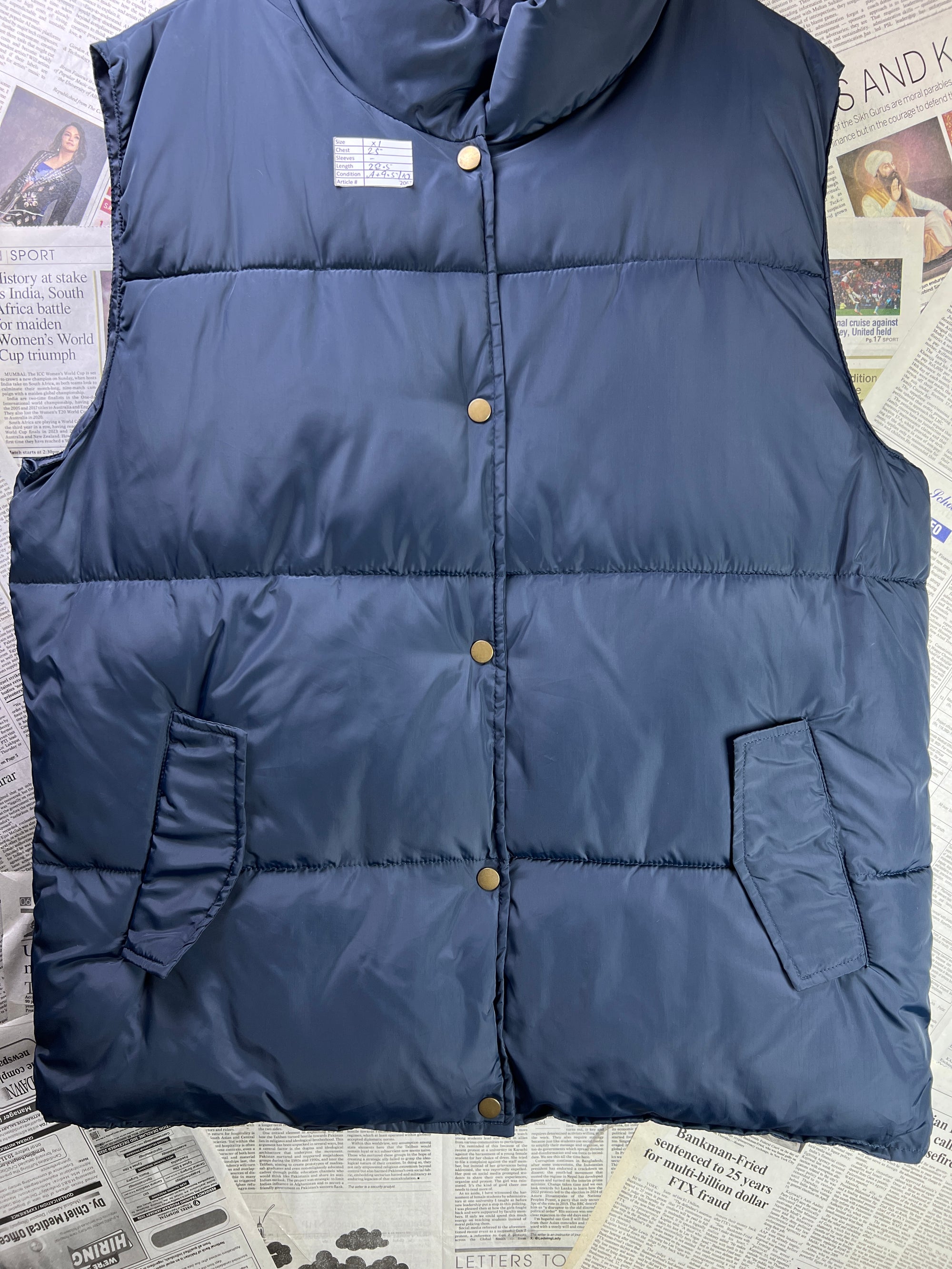 ® XL | Chest: 25" | Blue | Sleeveless Puffer Jacket | 2067 - Genuine Maal