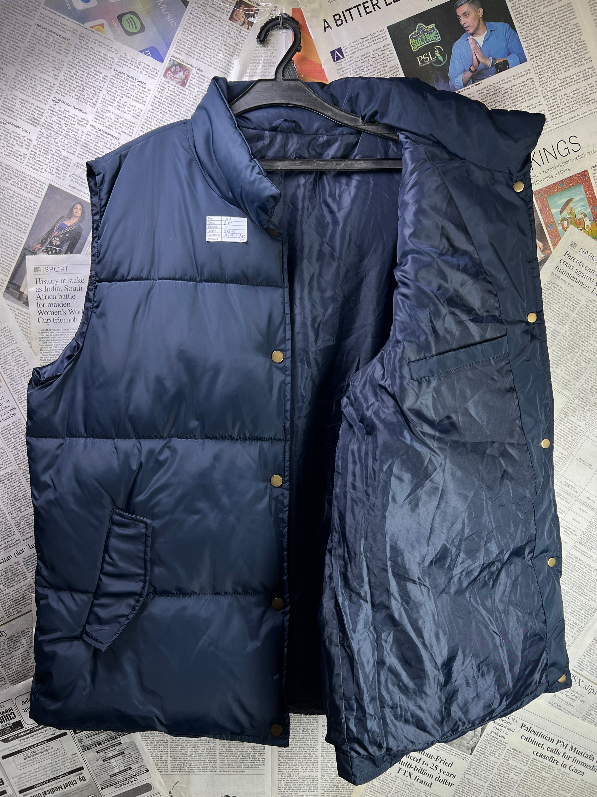 ® XL | Chest: 25" | Blue | Sleeveless Puffer Jacket | 2067 - Genuine Maal