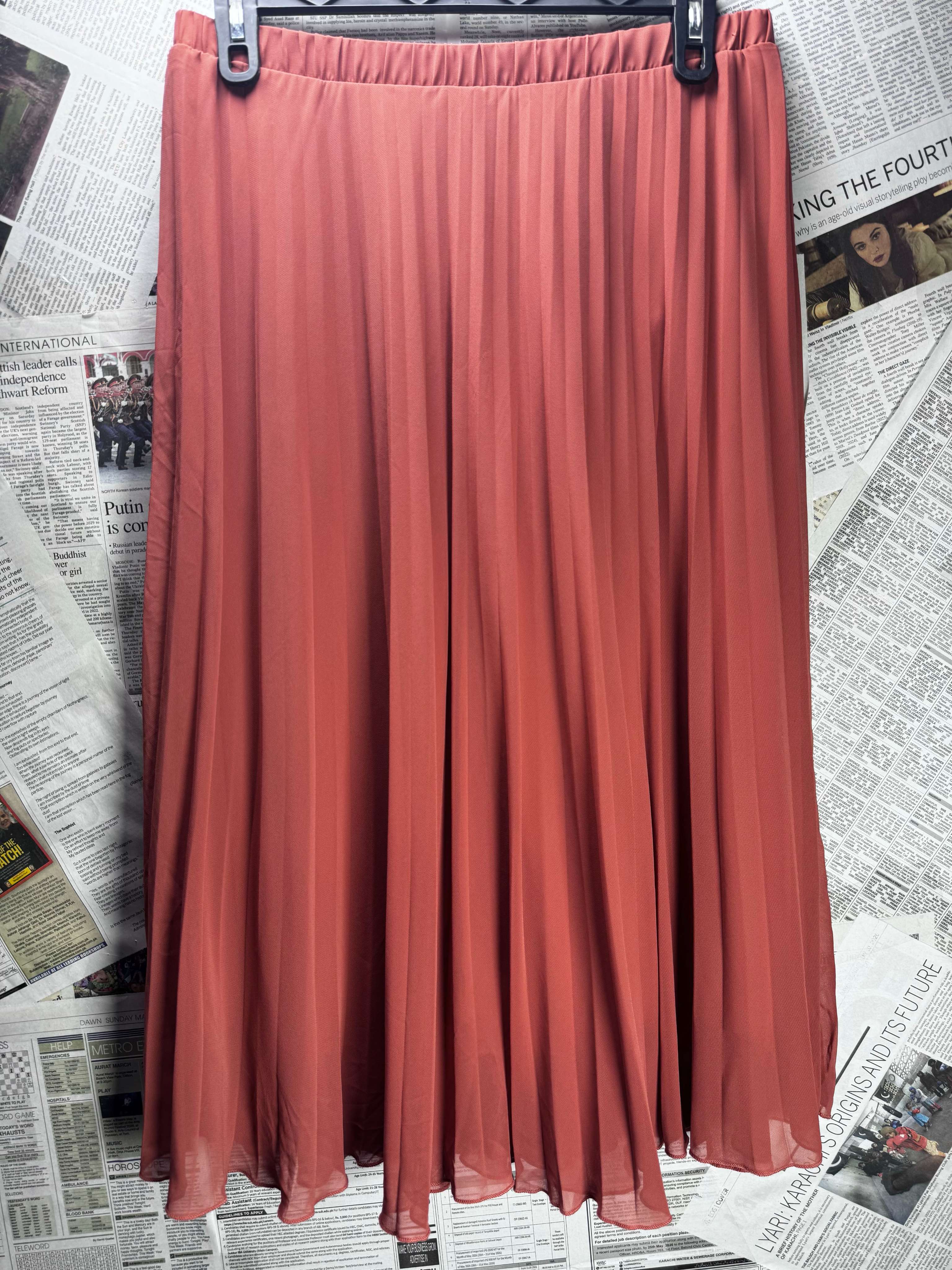 Primark® Waist: 34" to 36" | Rust Orange | Midi Skirt | B8 - 3070 - Genuine Maal