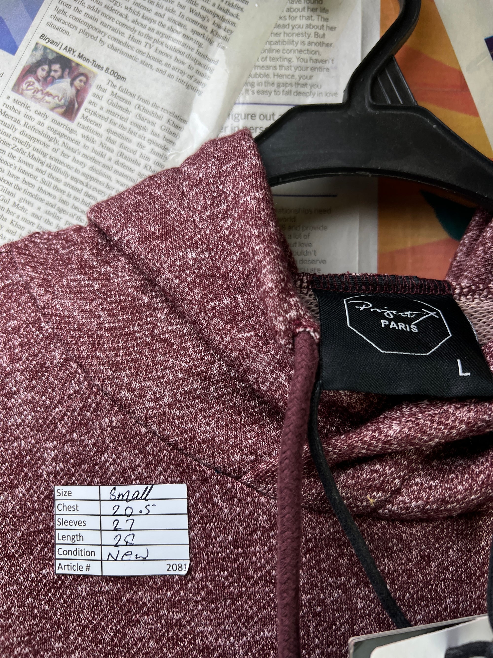 Project Paris® Small | Chest: 20.5" | Cardinal Red | Hoodie | 2081 - Genuine Maal