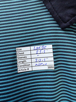 Kenneth Cole® Large | Chest: 23.5" | Cyan Stripe | Golf Polo | Poly - Spandex | 3888 - Genuine Maal