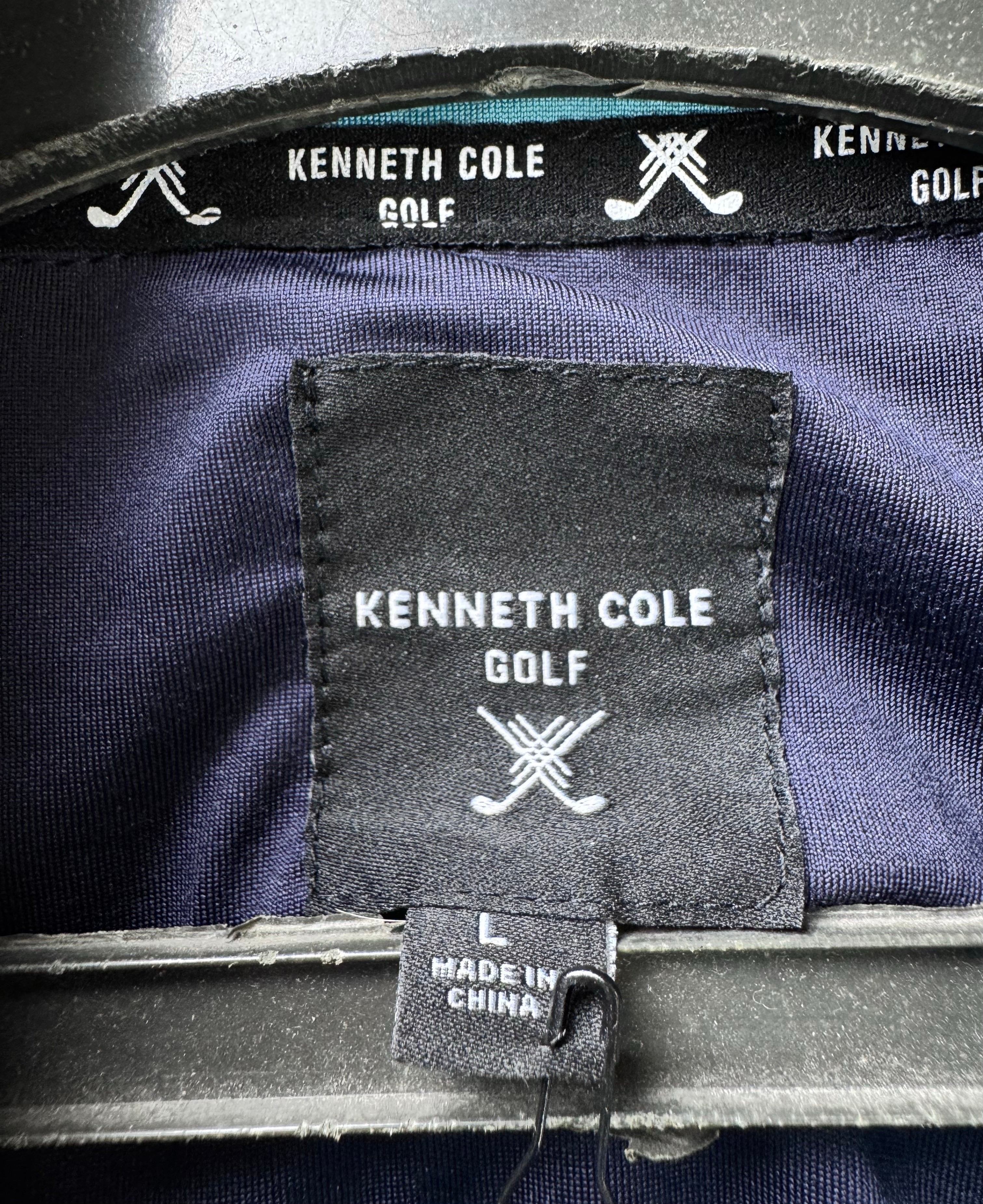 Kenneth Cole® Large | Chest: 23.5" | Cyan Stripe | Golf Polo | Poly - Spandex | 3888 - Genuine Maal