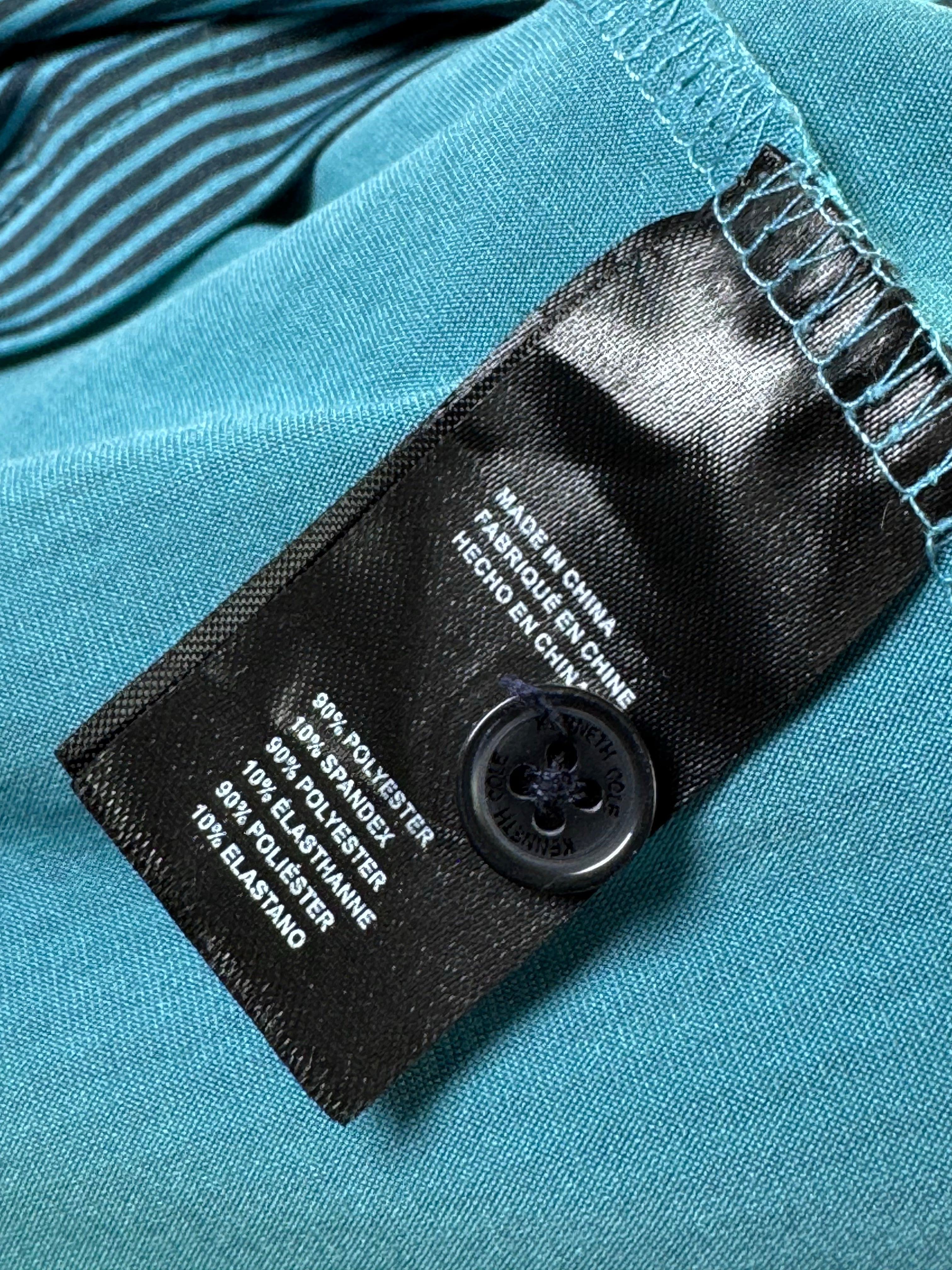 Kenneth Cole® Large | Chest: 23.5" | Cyan Stripe | Golf Polo | Poly - Spandex | 3888 - Genuine Maal