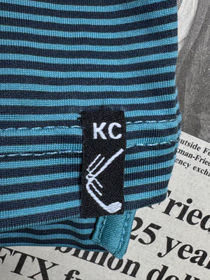 Kenneth Cole® Large | Chest: 23.5" | Cyan Stripe | Golf Polo | Poly - Spandex | 3888 - Genuine Maal