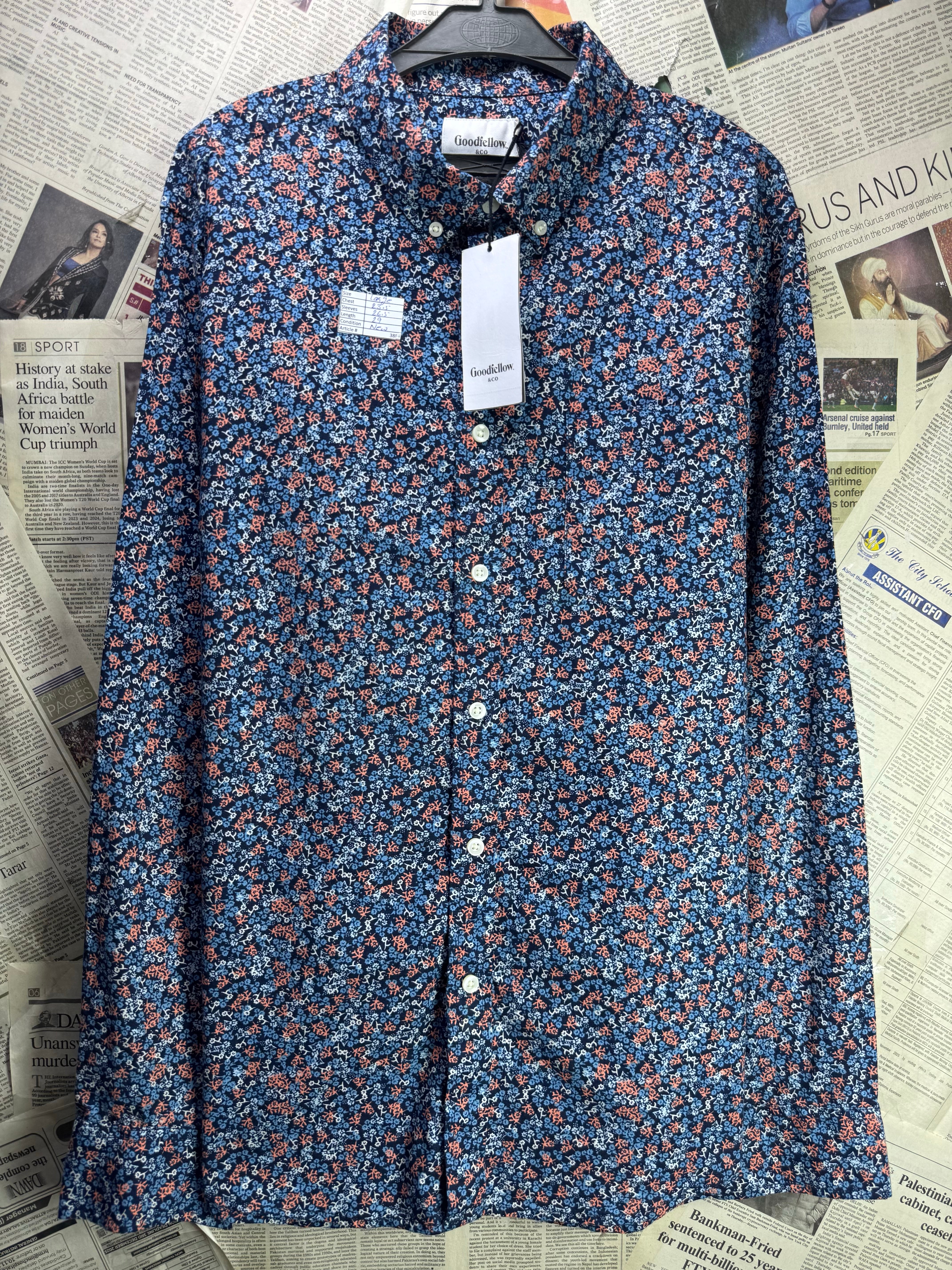 Goodfellow® Large | Chest: 23.5" | Floral | Shirt | Cotton - Spandex | 3884 - Genuine Maal