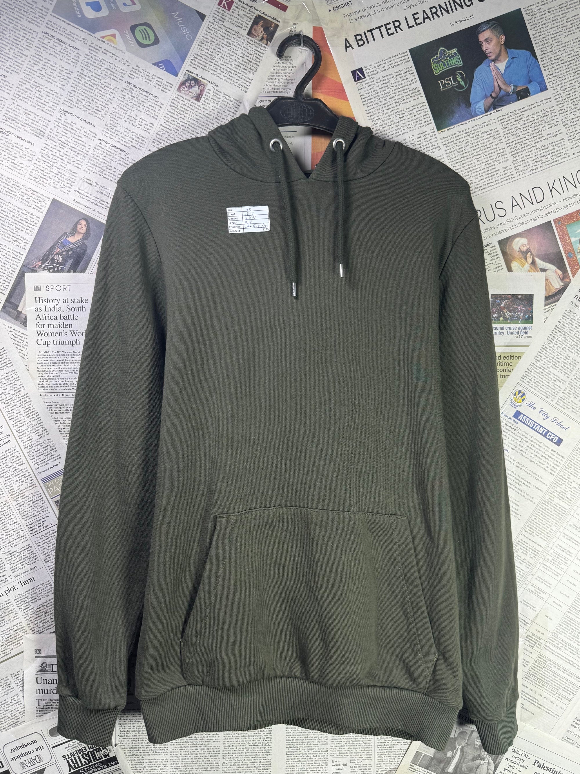 Asos® XS | Chest: 18.5" | Olive | Hoodie | Lining: Fleece | 2175 - Genuine Maal