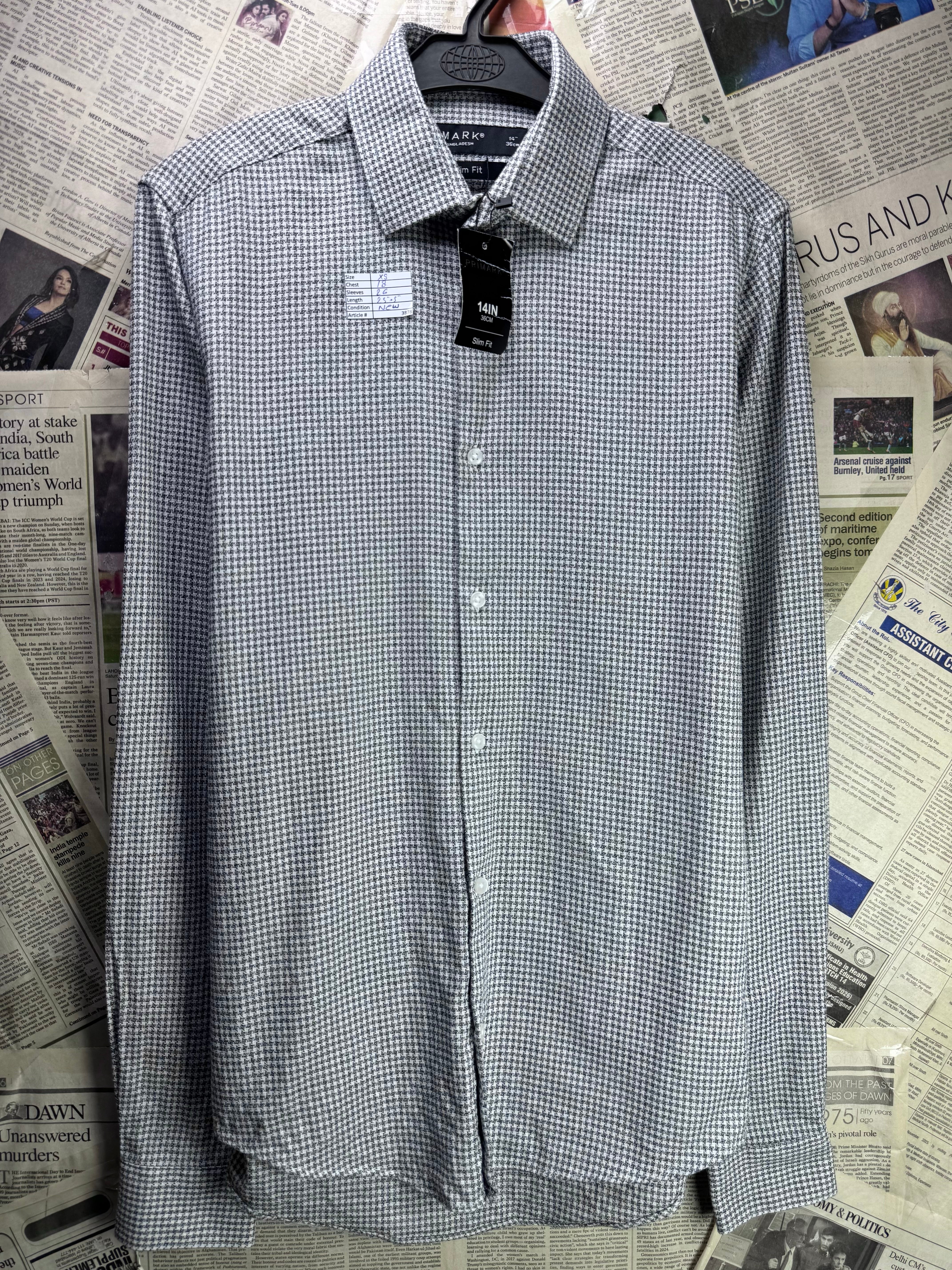 Primark® XS | Chest: 18" | Collar 14" Shirt | Cotton | 3878 - Genuine Maal