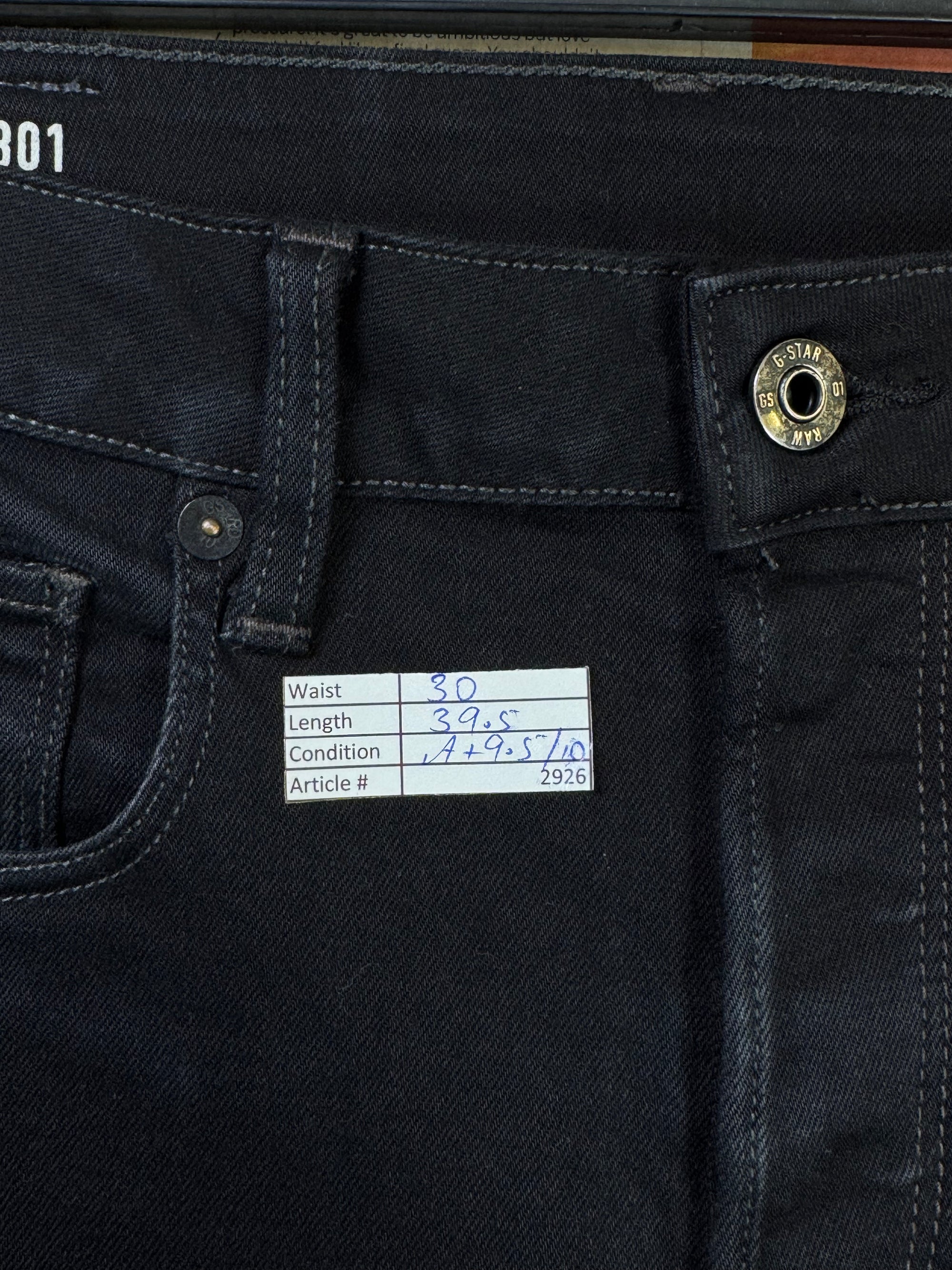RAW® Waist: 30" | Black | Denim Pant | Fit: Slim | 2926 - Genuine Maal