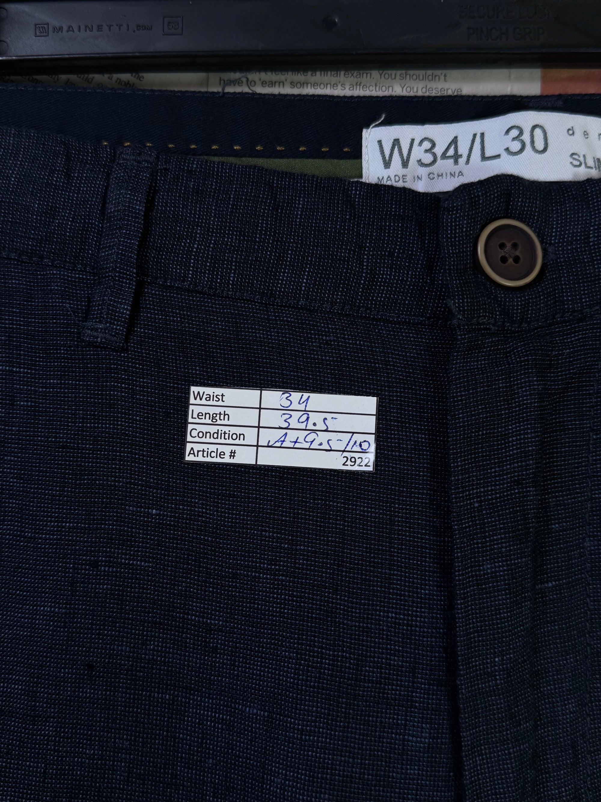 Denim Co.® Waist: 34" | Navy | 100% Linen Pant | Fit: Slim | 2922 - Genuine Maal
