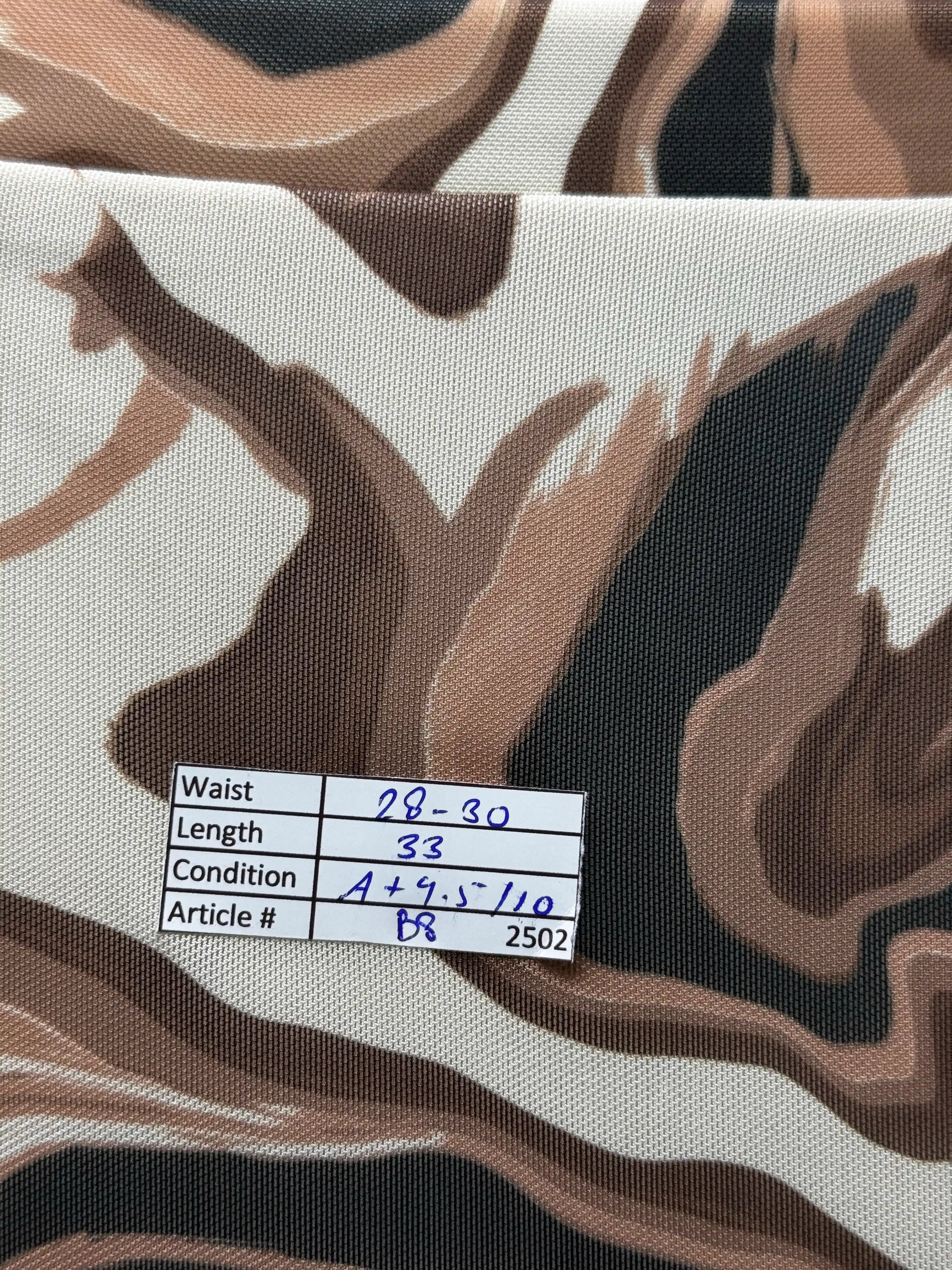 Stradivarius® Waist: 28" to 30" | Wavy Print Brown | Midi Skirt | B8 - 2502 - Genuine Maal