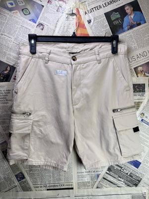 MAN® Waist: 32" | Beige | Denim Cargo Shorts | Cotton | 1592 - Genuine Maal