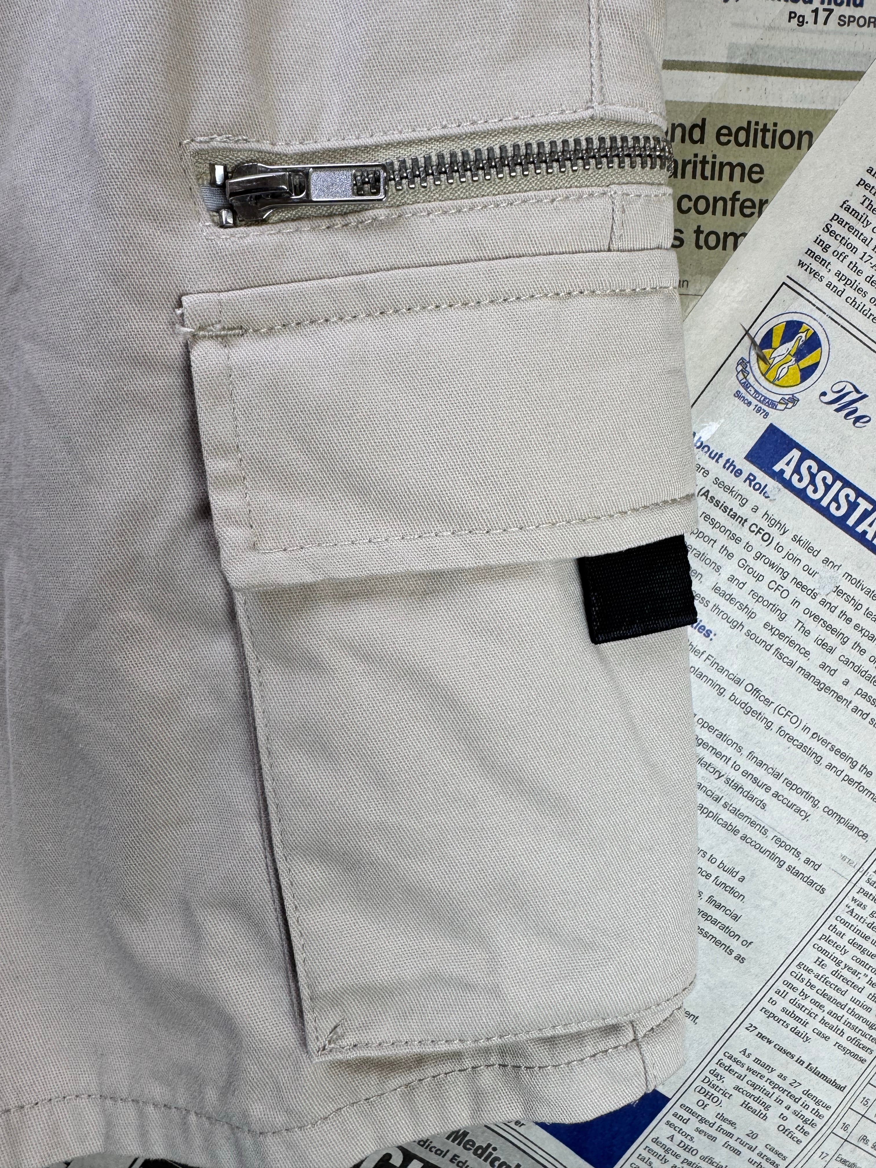MAN® Waist: 32" | Beige | Denim Cargo Shorts | Cotton | 1592 - Genuine Maal