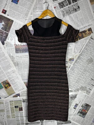 New Look® XS | Bust: 12" | Horizontal Striped | Bodicon Mini Dress | B8 - 5270 - Genuine Maal