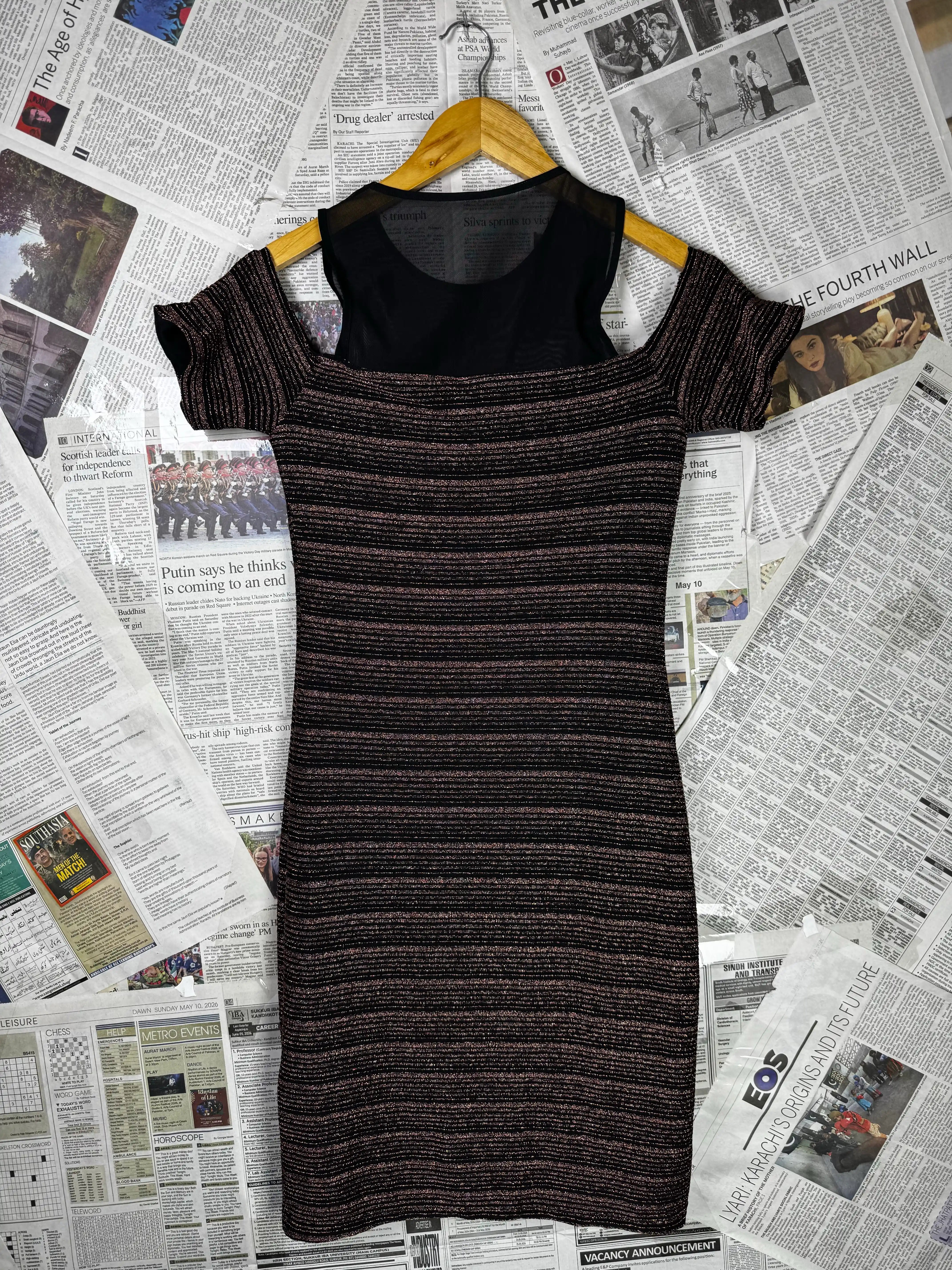 New Look® XS | Bust: 12" | Horizontal Striped | Bodicon Mini Dress | B8 - 5270 - Genuine Maal