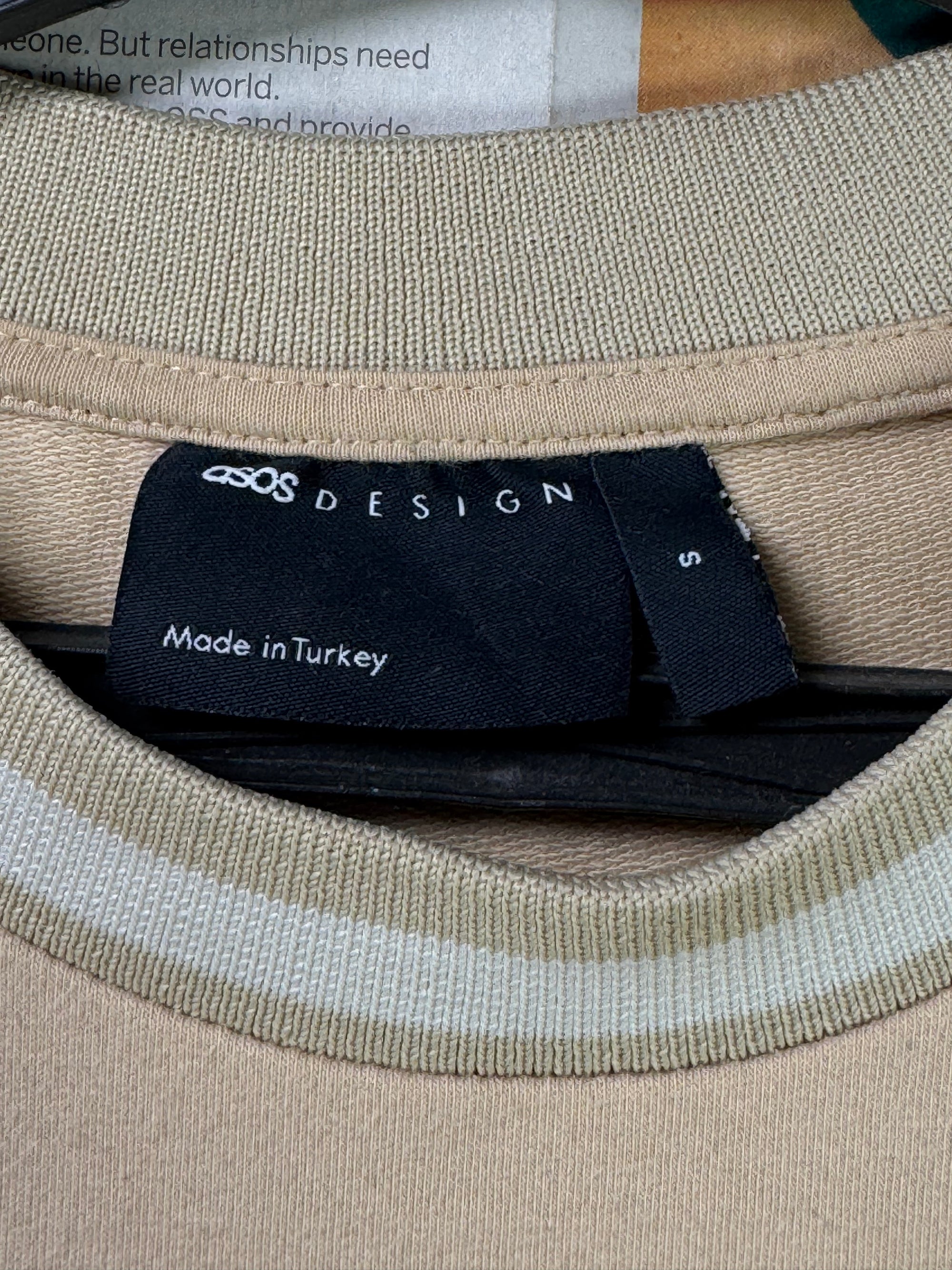 Asos® XS | Chest: 17.5" | Pastel Beige | Sweat Shirt | Lining: Stretch | 1824 - Genuine Maal