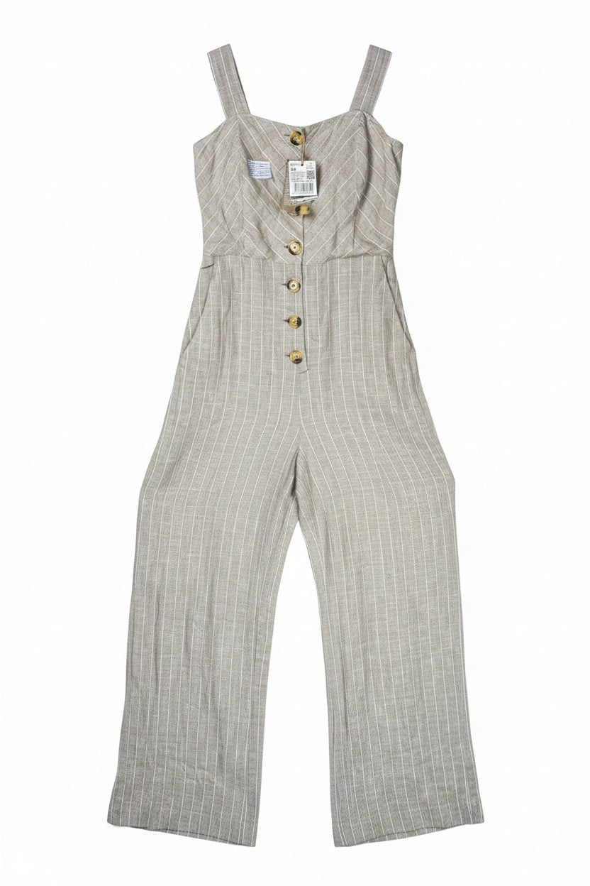 Mango® XS | Bust: 16" | Vertical Pinstripe Pattern | Jumpsuit | B8 - 5281 - Genuine Maal