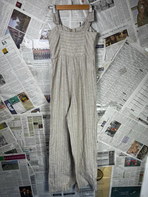 Mango® XS | Bust: 16" | Vertical Pinstripe Pattern | Jumpsuit | B8 - 5281 - Genuine Maal