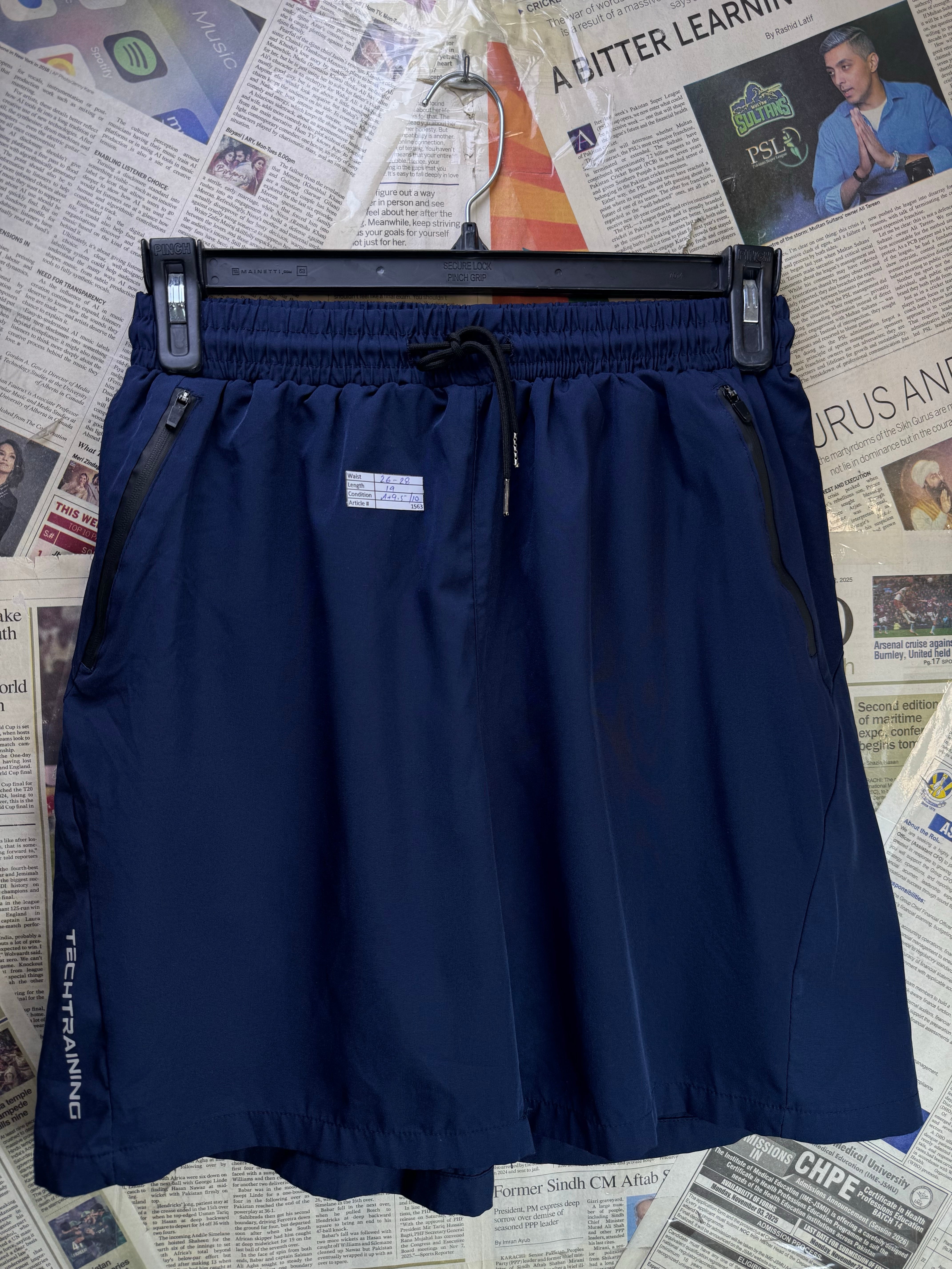 Tech Training® Waist: 26" to 28" | Navy Blue | Sports Shorts | Poly | 1563 - Genuine Maal
