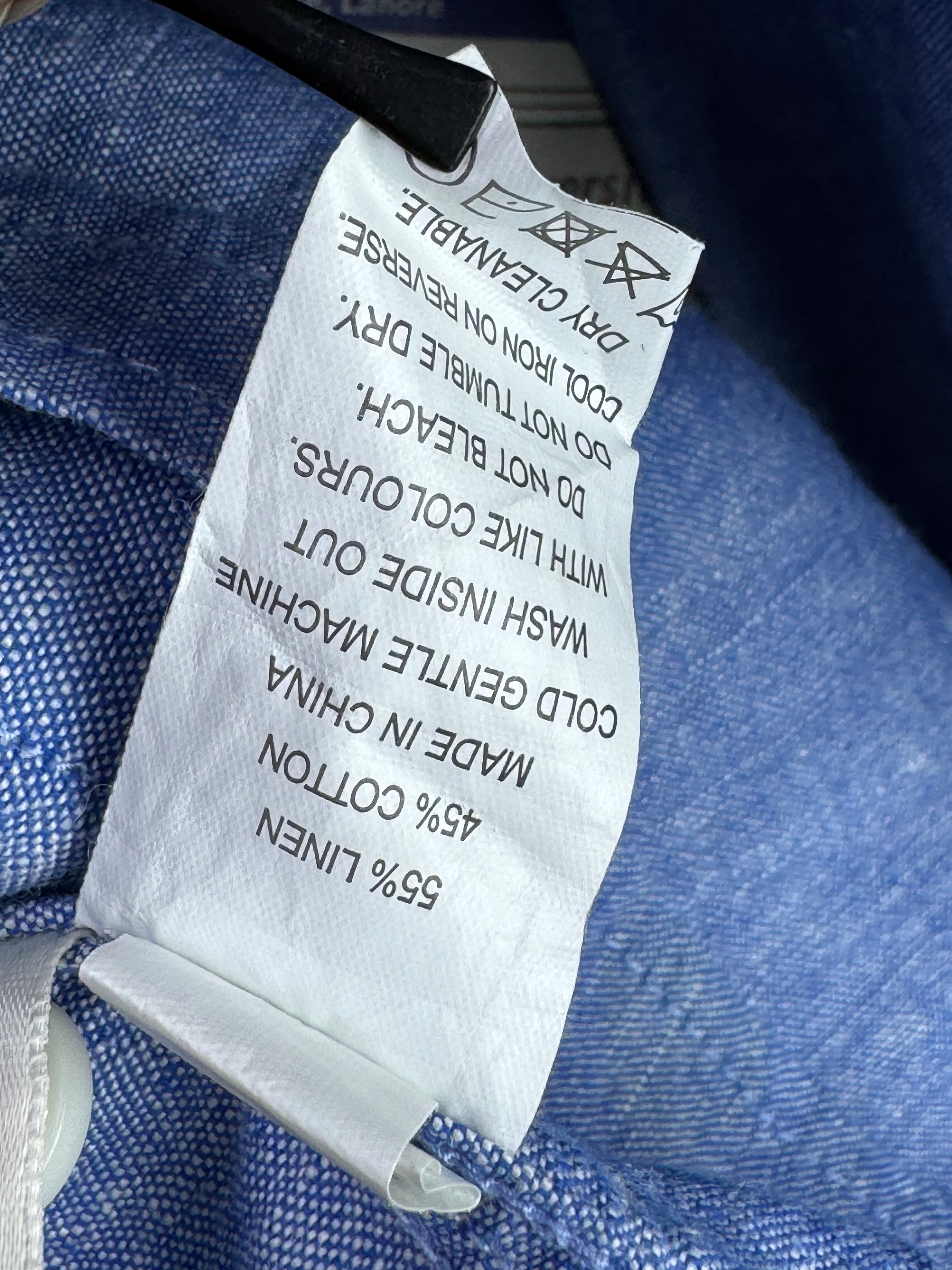 Jeanswest® Medium | Chest: 21.5" | Light Blue | Shirt | Linen - Cotton | 4098 - Genuine Maal