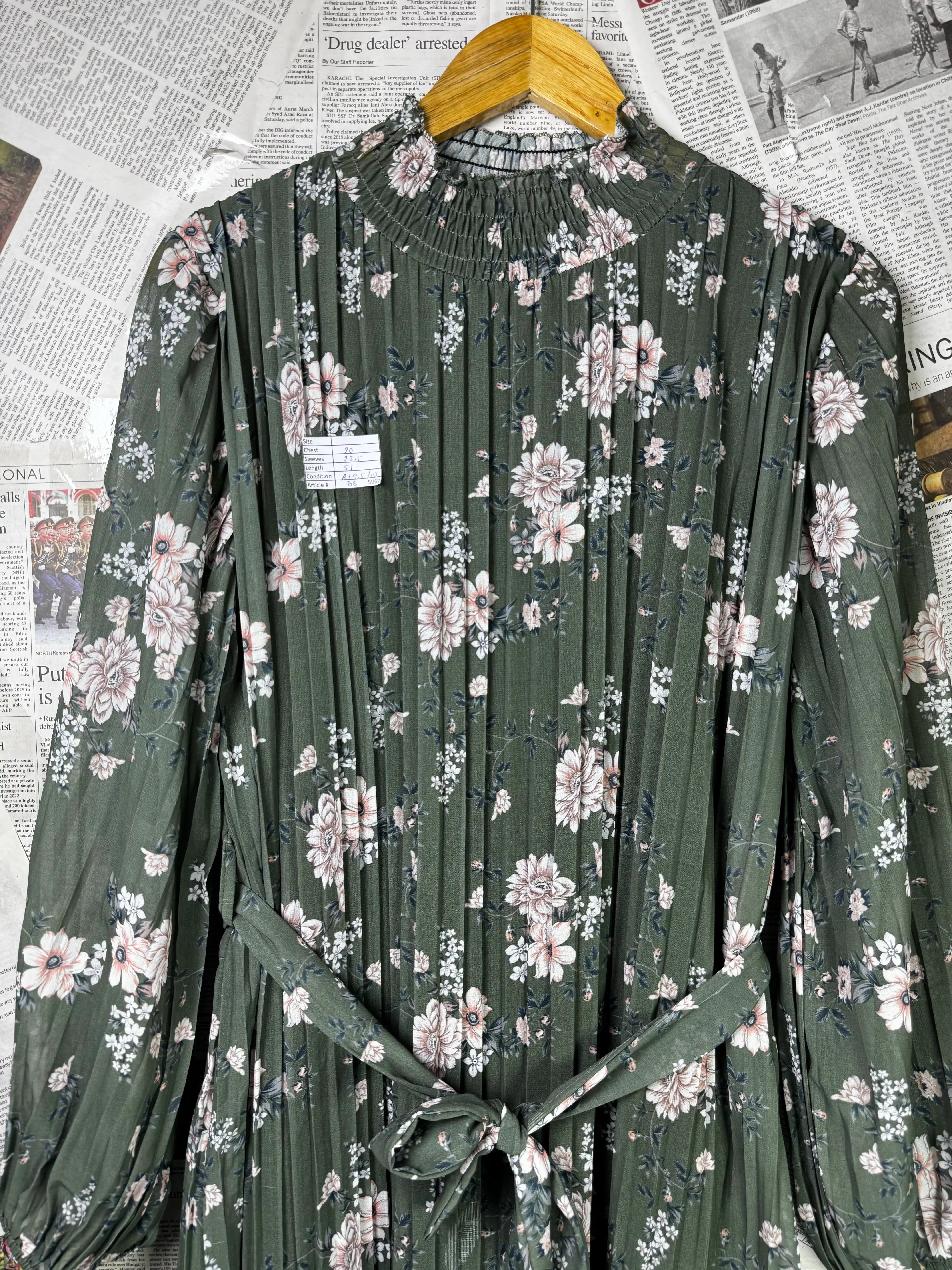 ® Large | Bust: 20" | Floral Print | Maxi Dress | B8 - 5062 - Genuine Maal