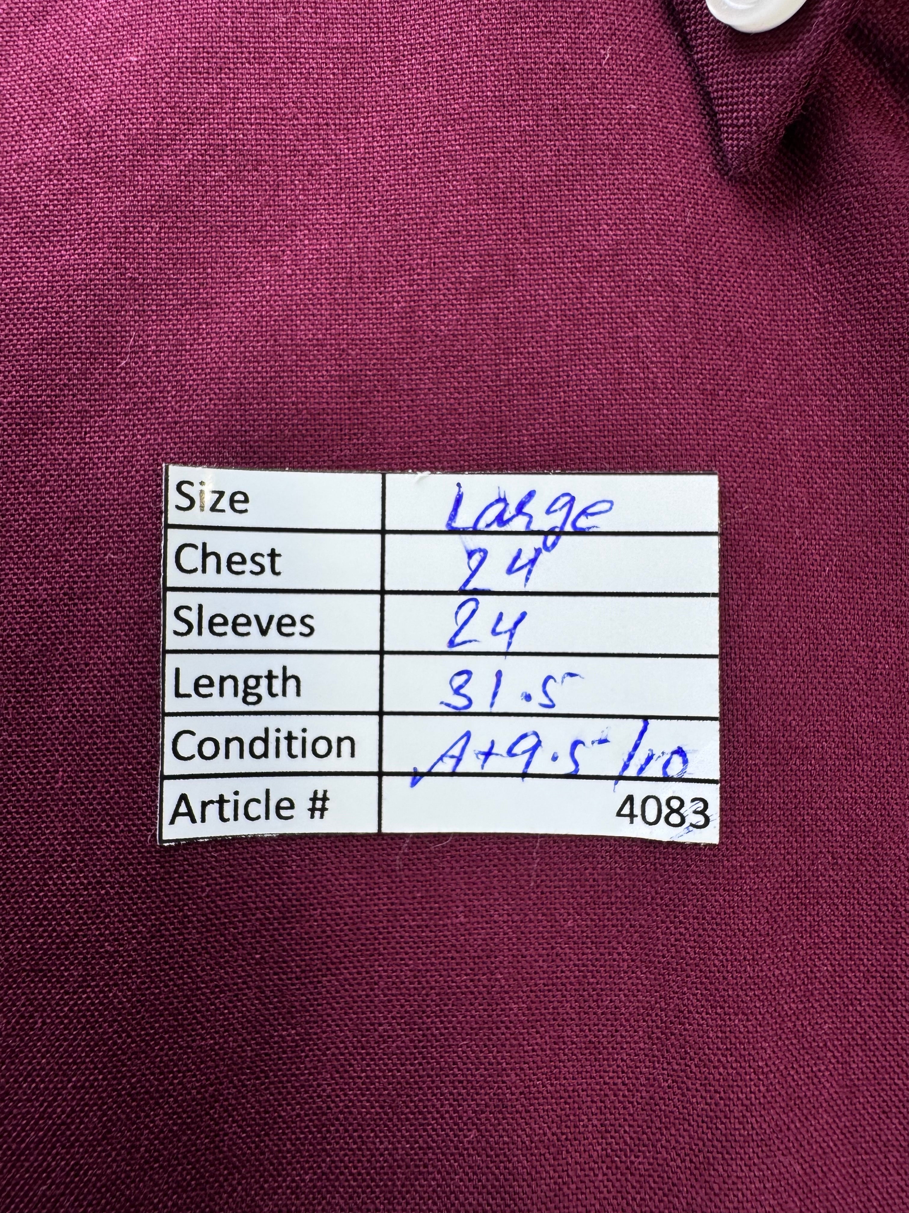 Croft & Barrow® Large | Chest: 24" | Burgundy | Collar 16.5" Shirt | Cotton - Poly | 4083 - Genuine Maal