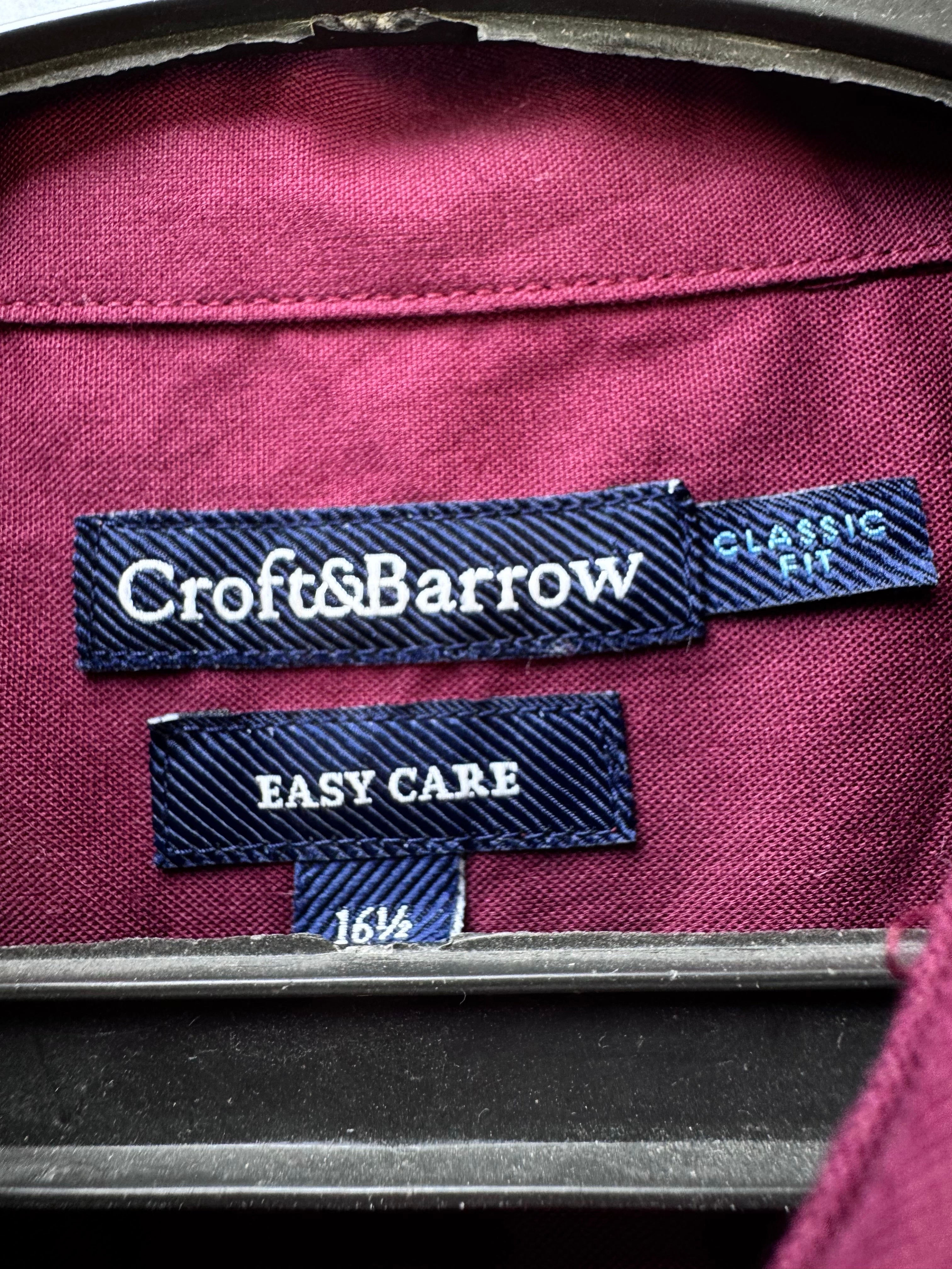 Croft & Barrow® Large | Chest: 24" | Burgundy | Collar 16.5" Shirt | Cotton - Poly | 4083 - Genuine Maal