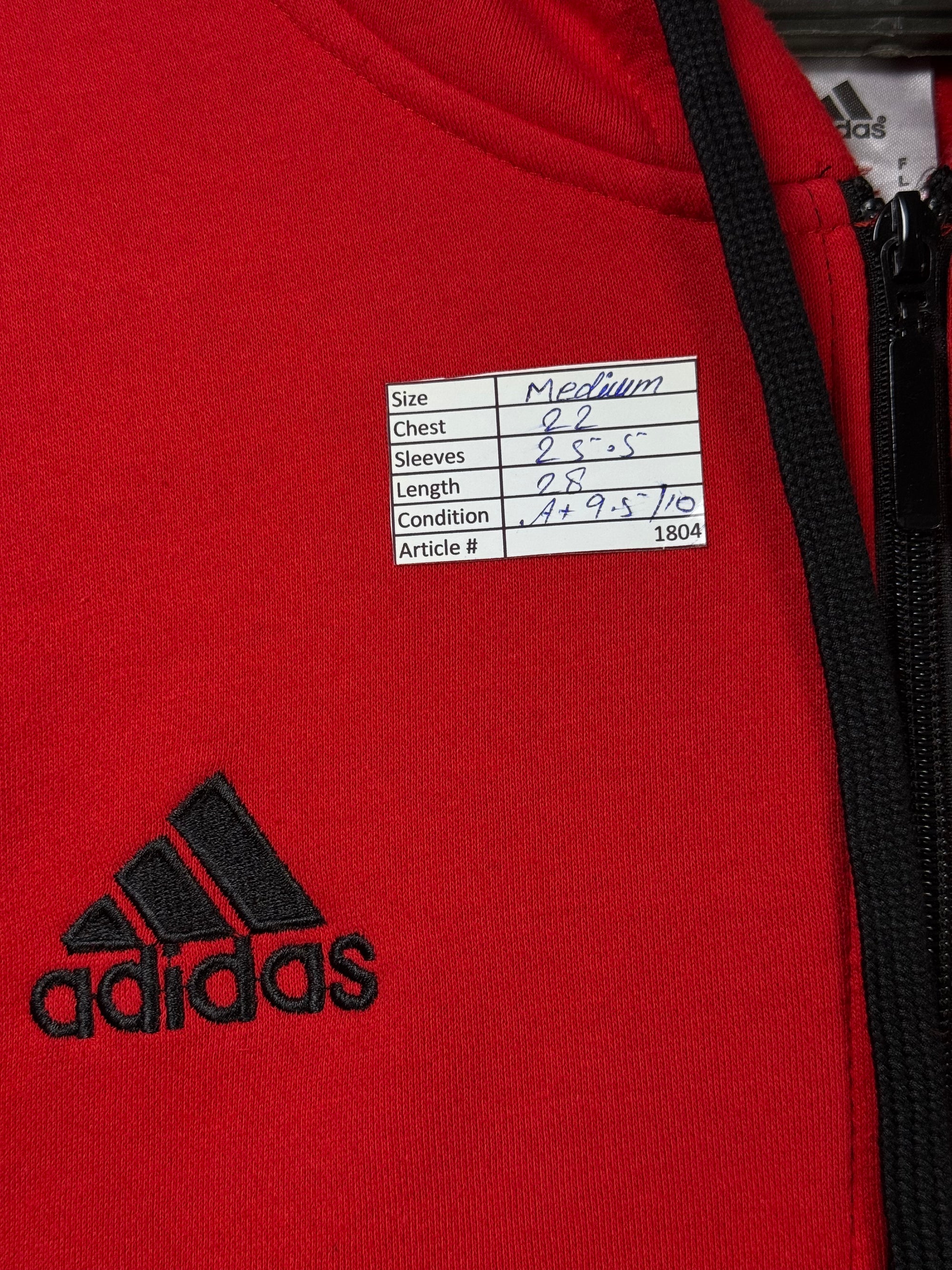 Adid*s® Medium | Chest: 22" | Red & Black | Jacket with Hoodie | Inner: Fleece | 1804 - Genuine Maal