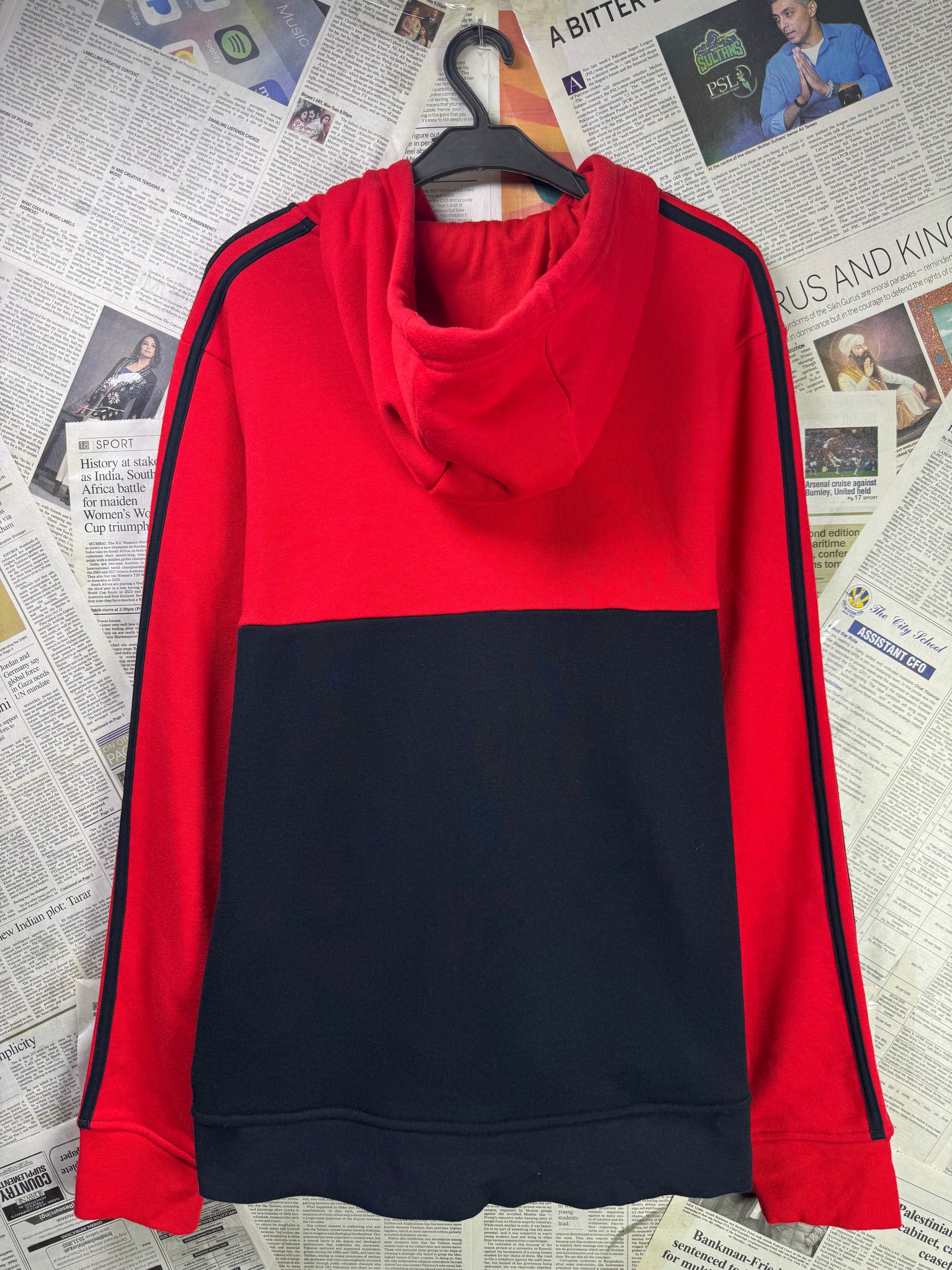 Adid*s® Medium | Chest: 22" | Red & Black | Jacket with Hoodie | Inner: Fleece | 1804 - Genuine Maal