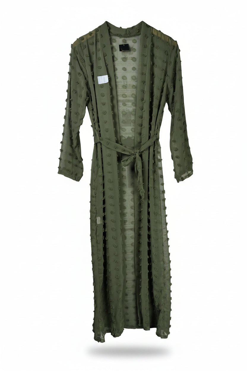 ® Medium | Bust: 19" | Tufted Textured Pattern | Cardigan Maxi Dress | B9 - 5068 - Genuine Maal