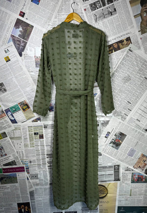 ® Medium | Bust: 19" | Tufted Textured Pattern | Cardigan Maxi Dress | B9 - 5068 - Genuine Maal