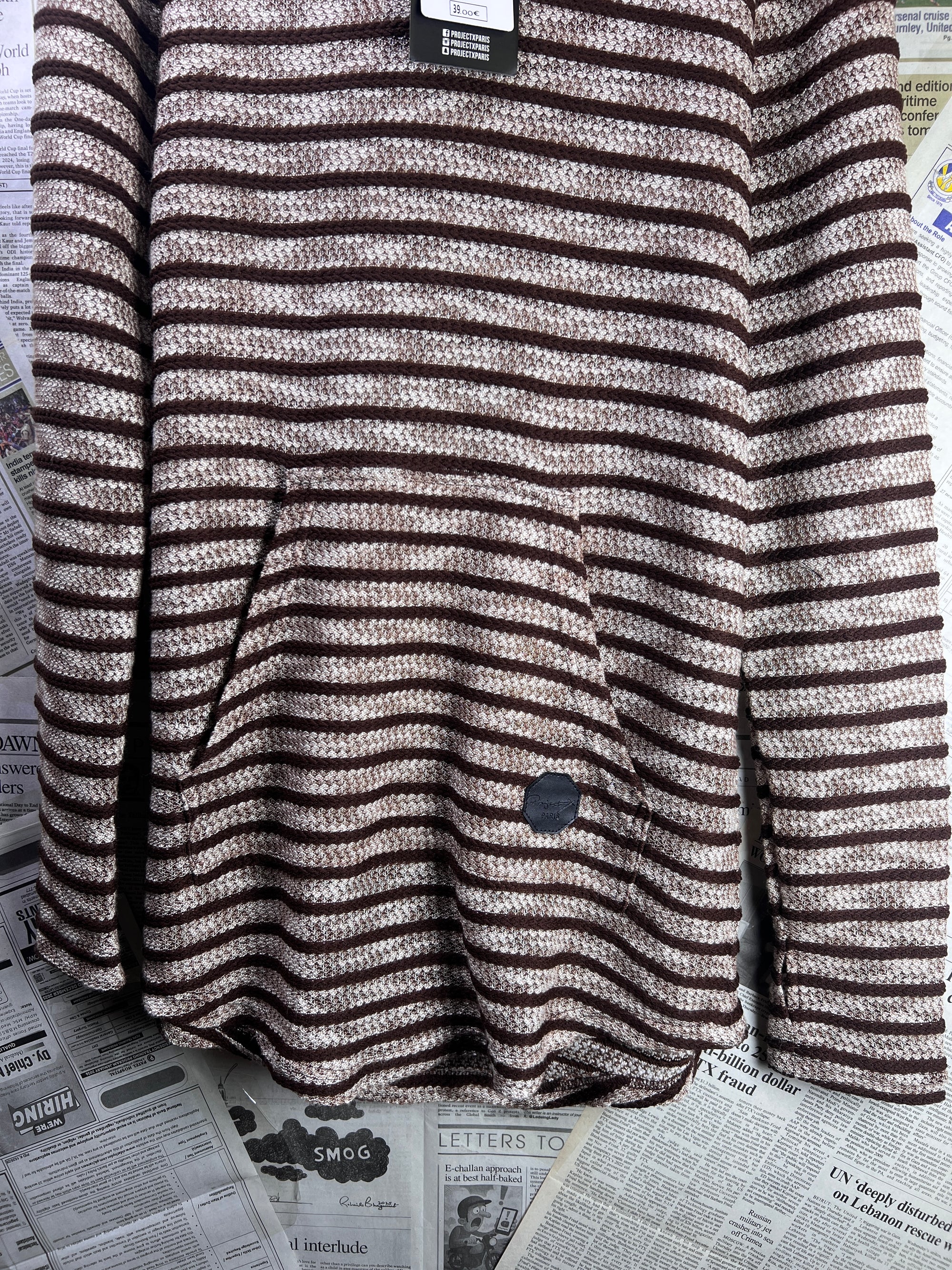 Project Paris® Small | Chest: 19.5" | Brown | Knit Hoodie | 1893 - Genuine Maal