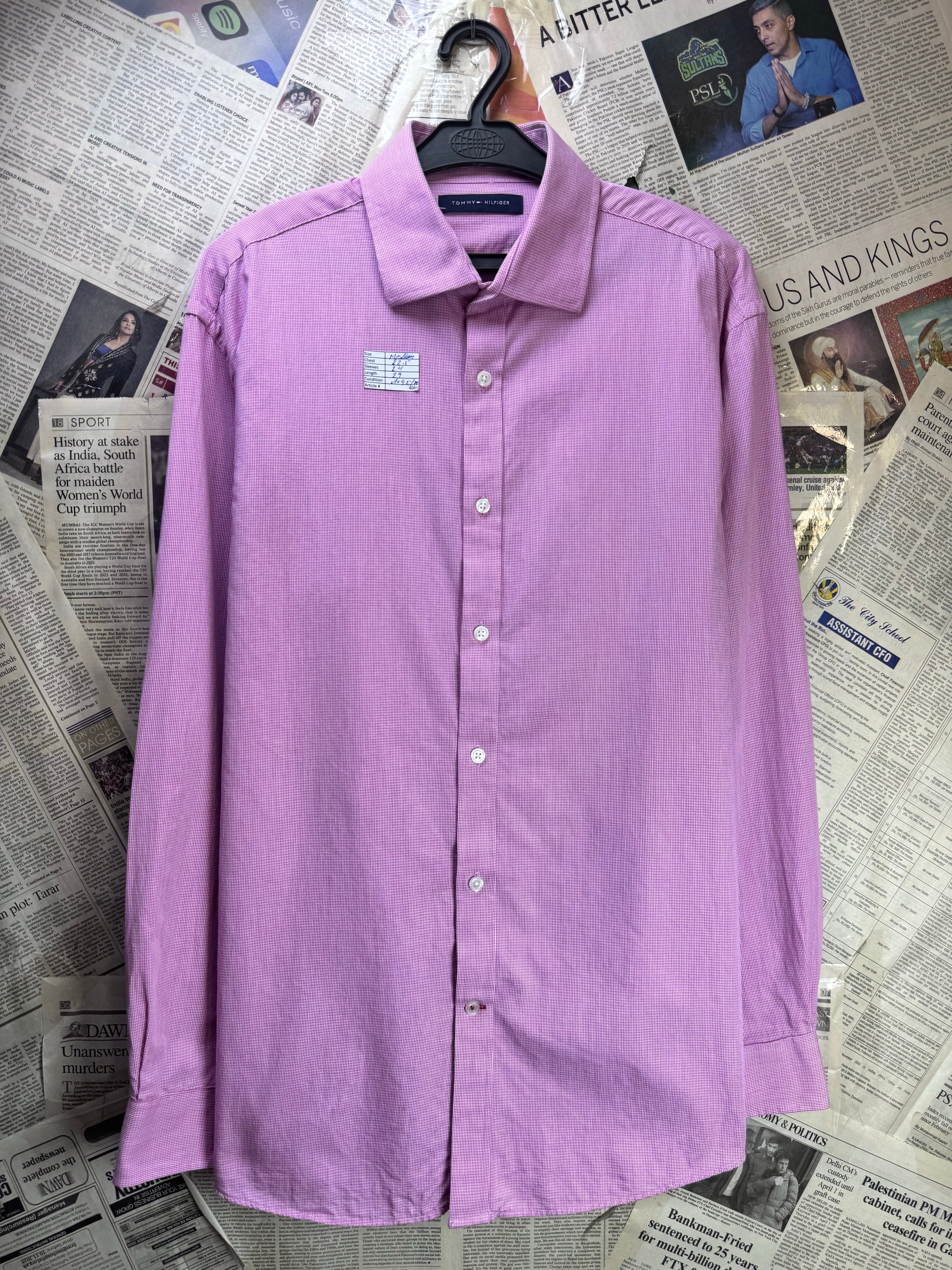 Tommy Hilfig*r® Medium | Chest: 22.5" | Pin Check | Shirt | Cotton | 4085 - Genuine Maal