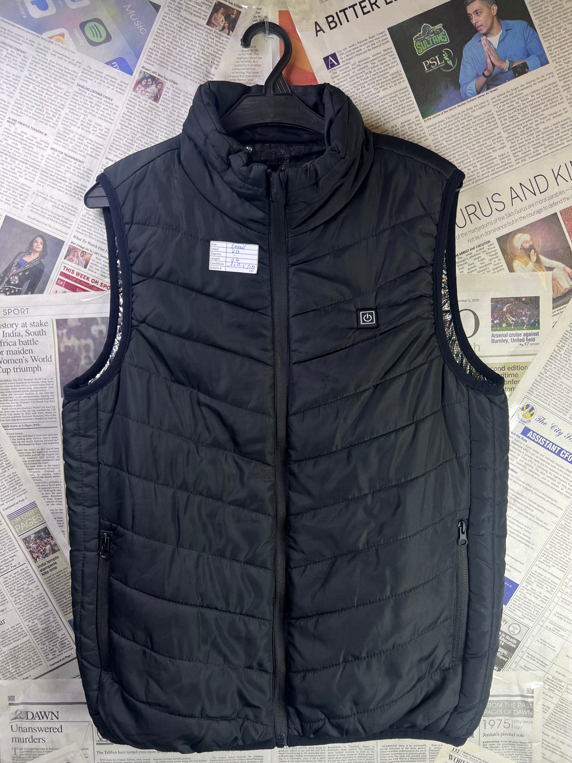 ® Small | Chest: 20" | Black | Power Bank Powered Warm Sleeveless Jacket | 1892 - Genuine Maal