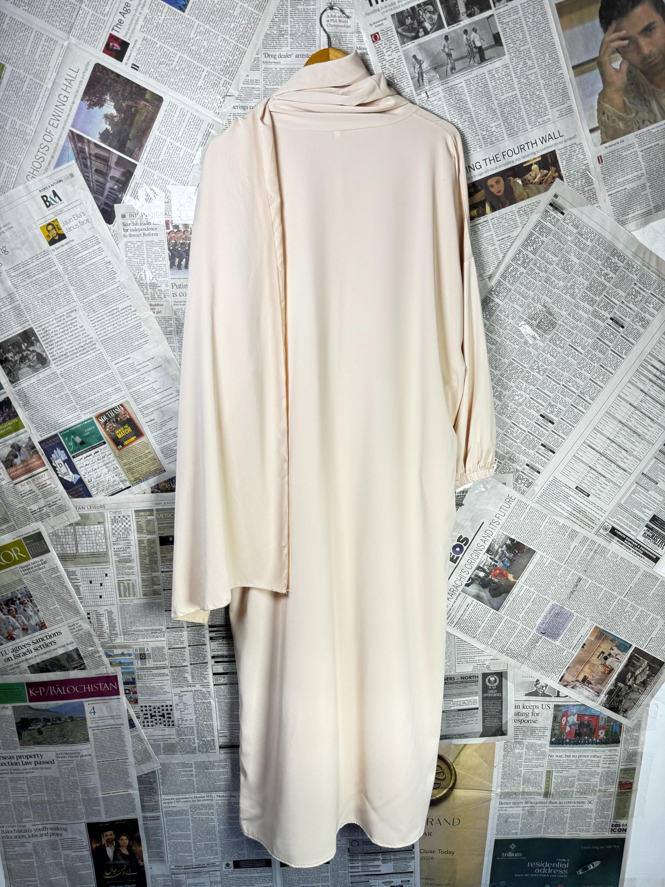 ® Medium | Bust: 29.5" | Light Cream | Abaya Maxi Dress | B9 - 5083 - Genuine Maal