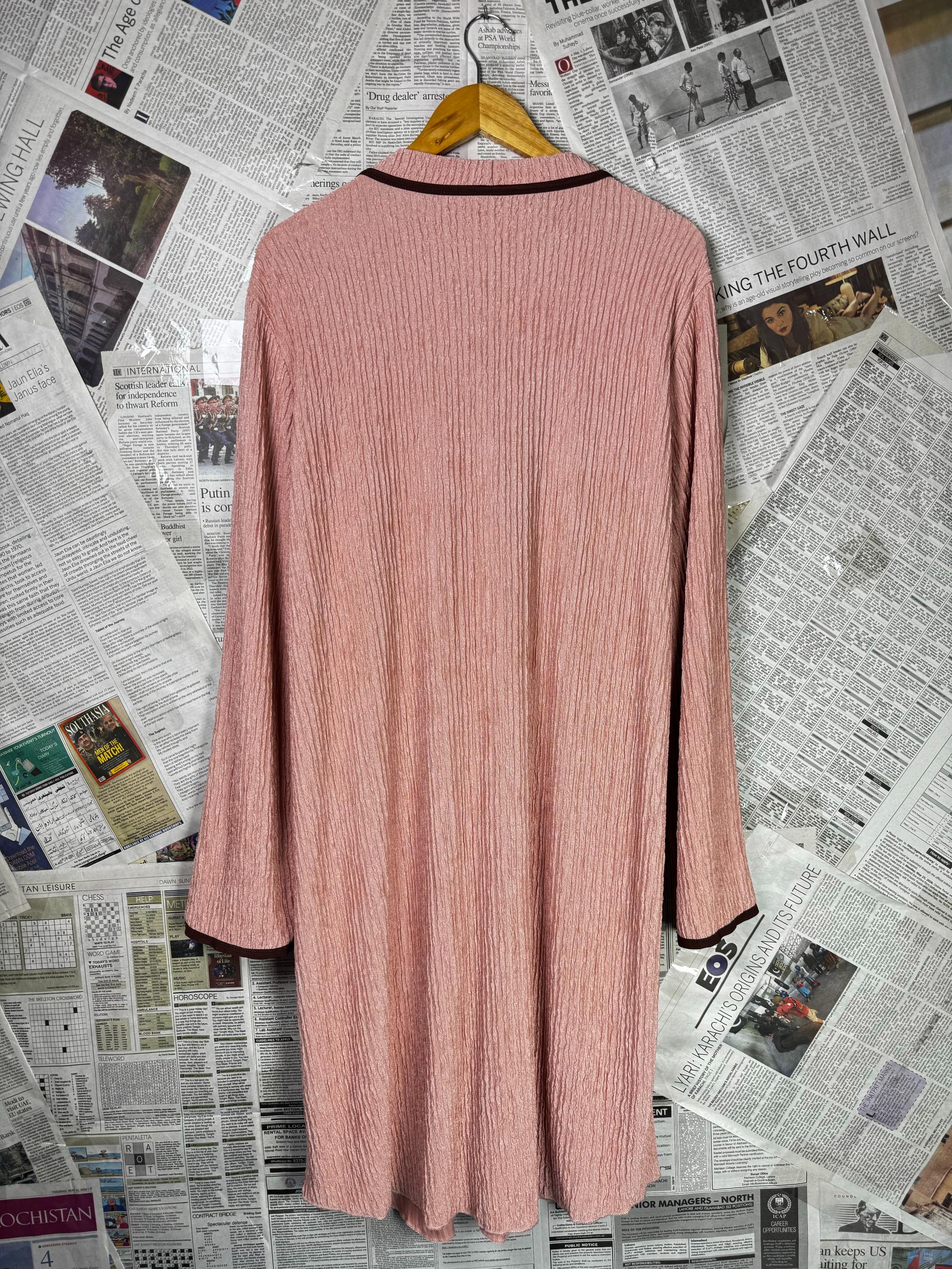 ® XXL | Bust: 23" | Crinkle Pastel Pink | Midi Dress | B9 - 5067 - Genuine Maal