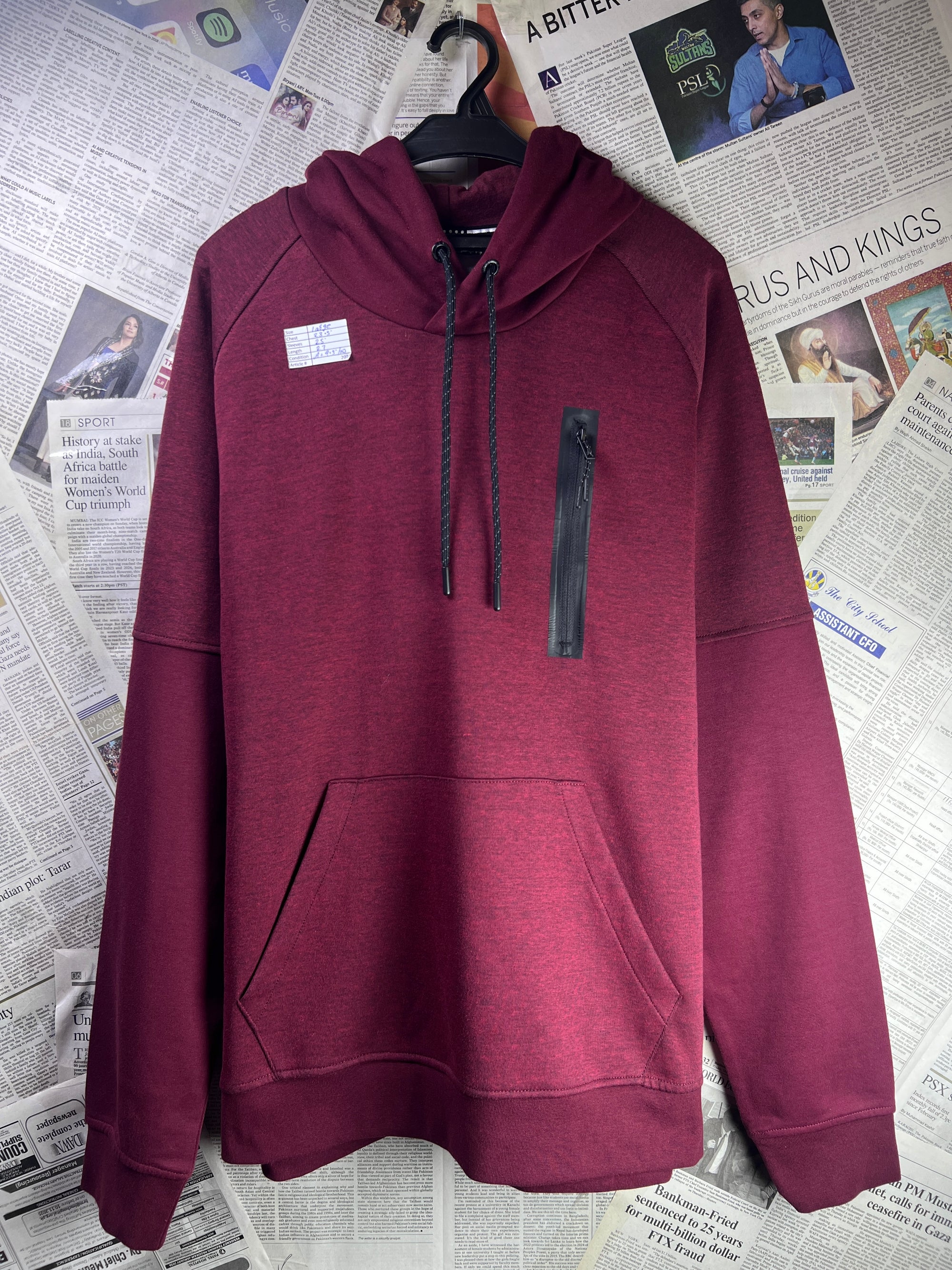 Sulka® Large | Chest: 23.5" | Maroon | Hoodie | 2074 - Genuine Maal