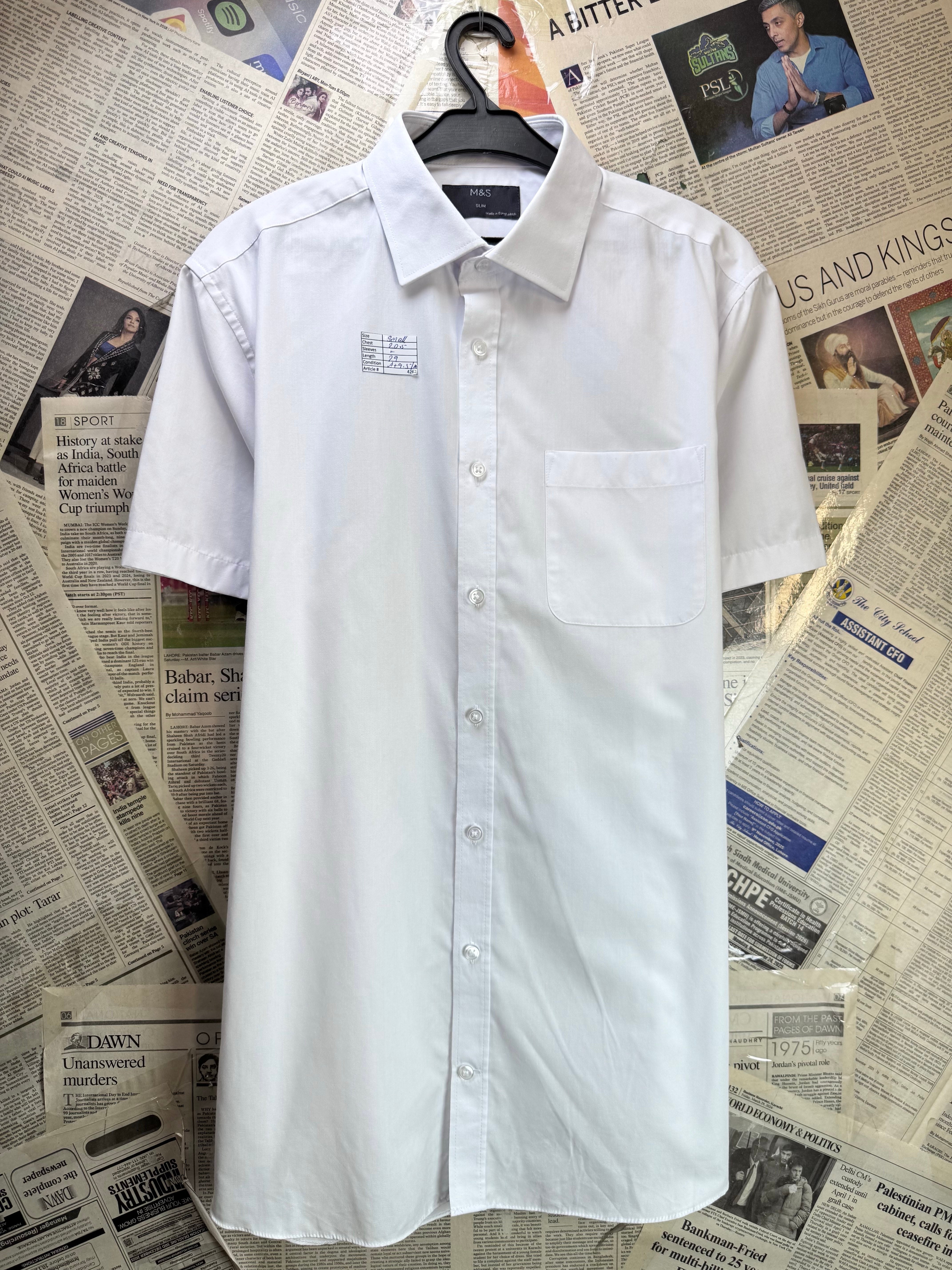 M&S® Small | Chest: 20.5" | White | Collar 15" Shirt | Cotton - Poly | 4262 - Genuine Maal