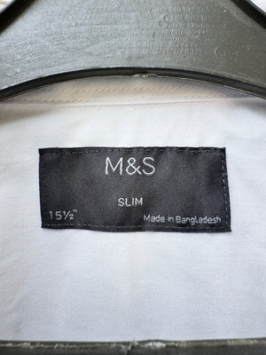 M&S® Small | Chest: 20.5" | White | Collar 15" Shirt | Cotton - Poly | 4262 - Genuine Maal